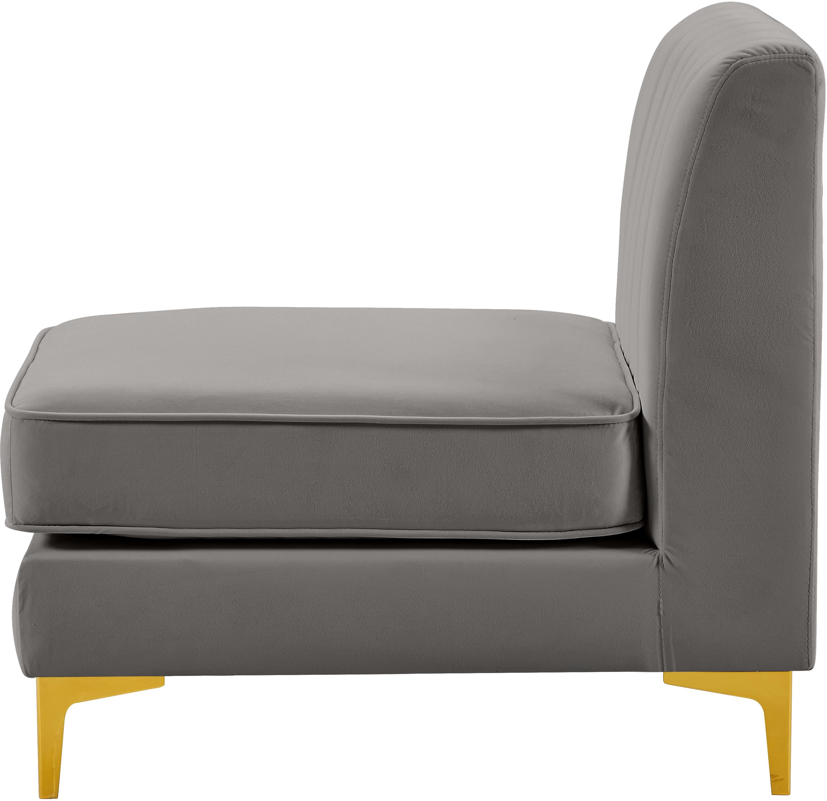 Alina Grey Velvet Armless Chair - Luxury Home Furniture (MI)