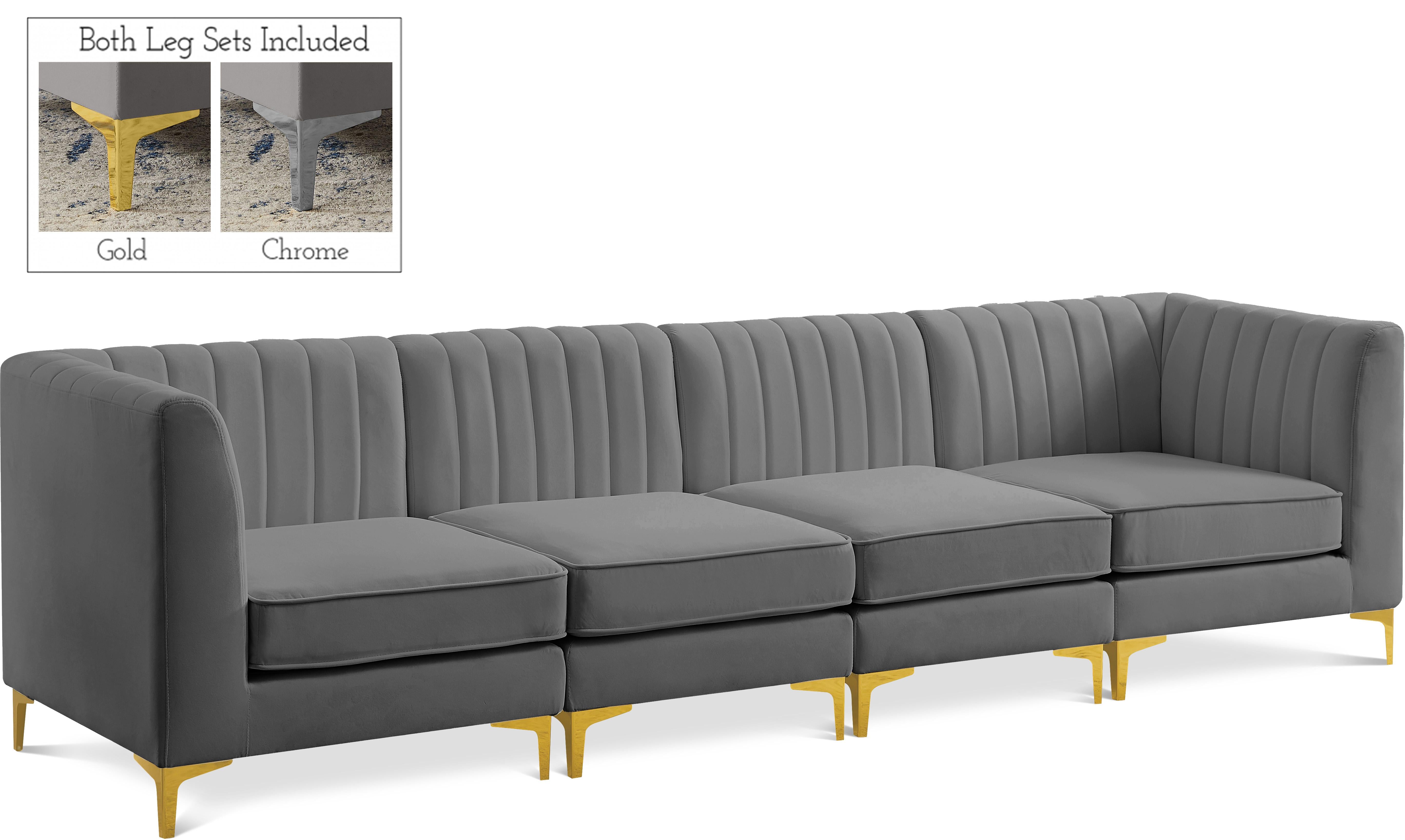 Alina Grey Velvet Modular Sofa - Luxury Home Furniture (MI)