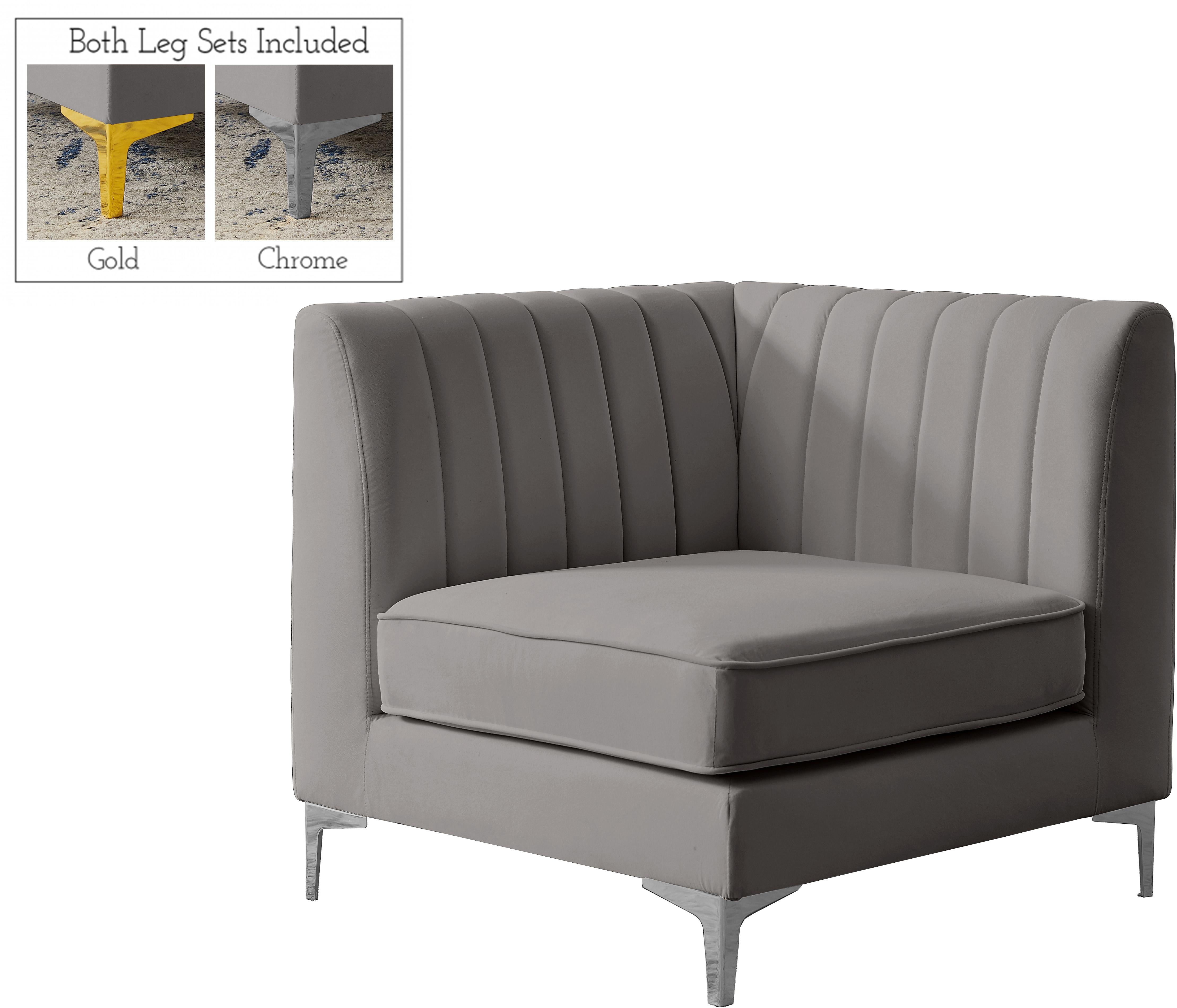 Alina Grey Velvet Corner Chair - Luxury Home Furniture (MI)