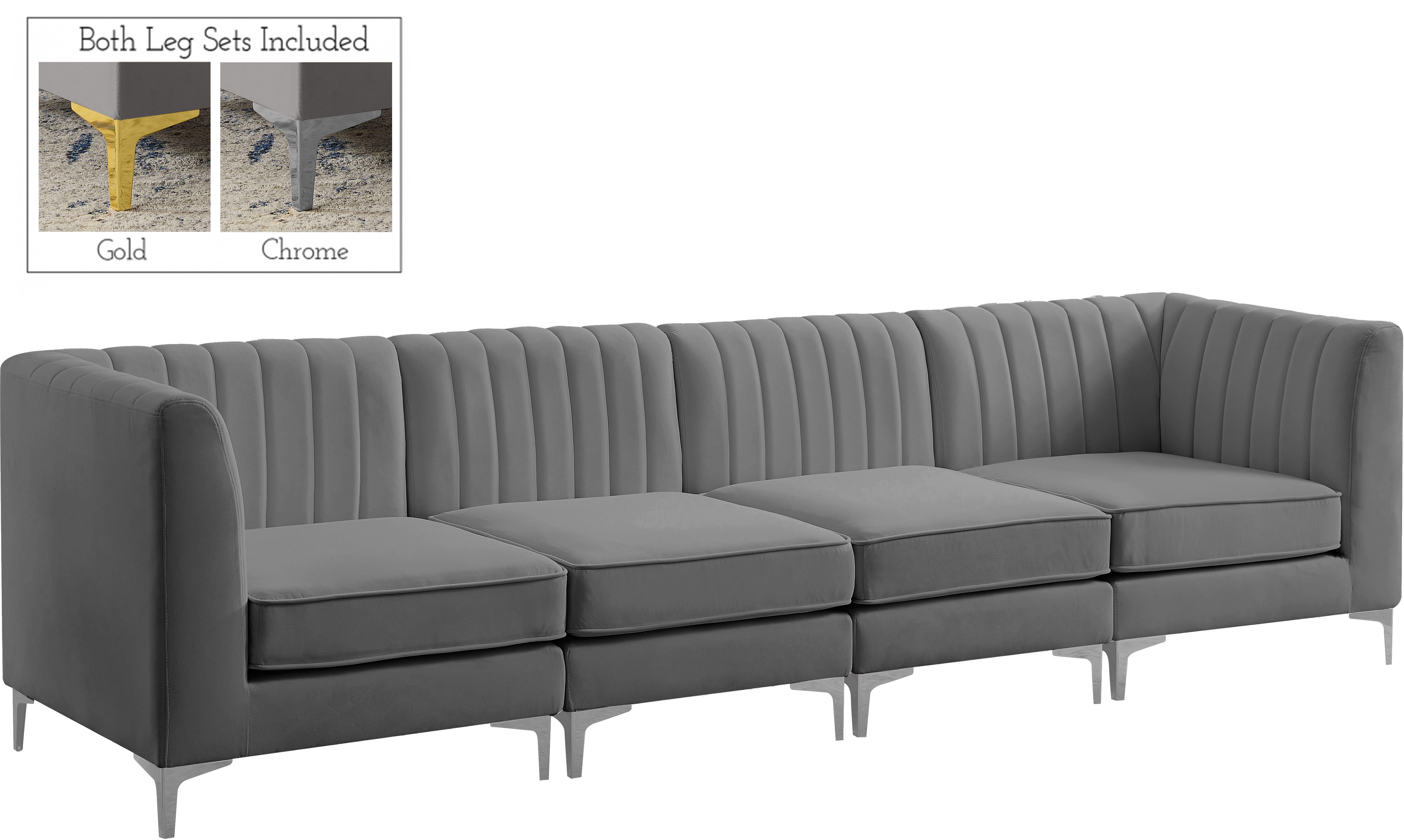 Alina Grey Velvet Modular Sofa - Luxury Home Furniture (MI)