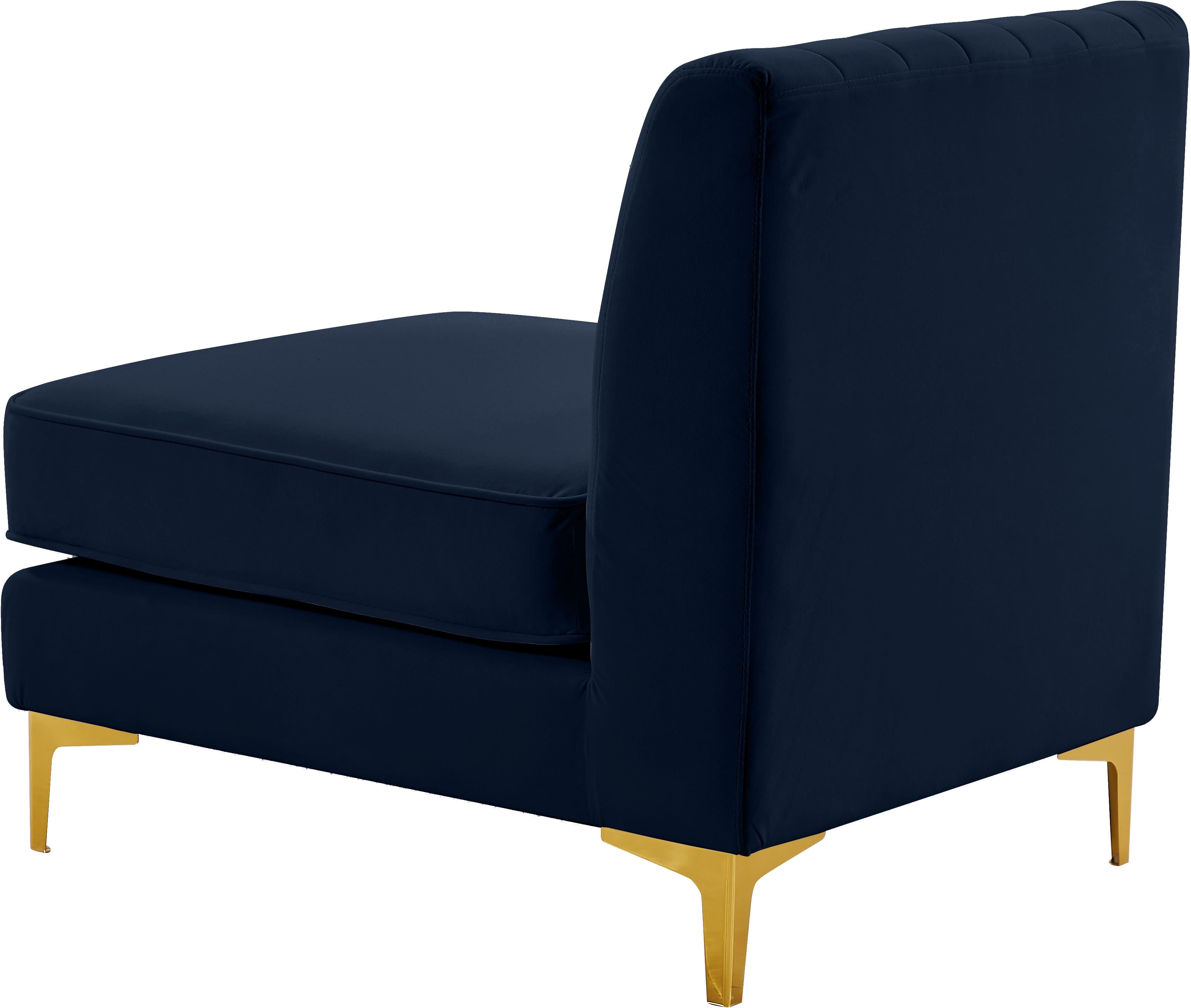 Alina Navy Velvet Armless Chair - Luxury Home Furniture (MI)