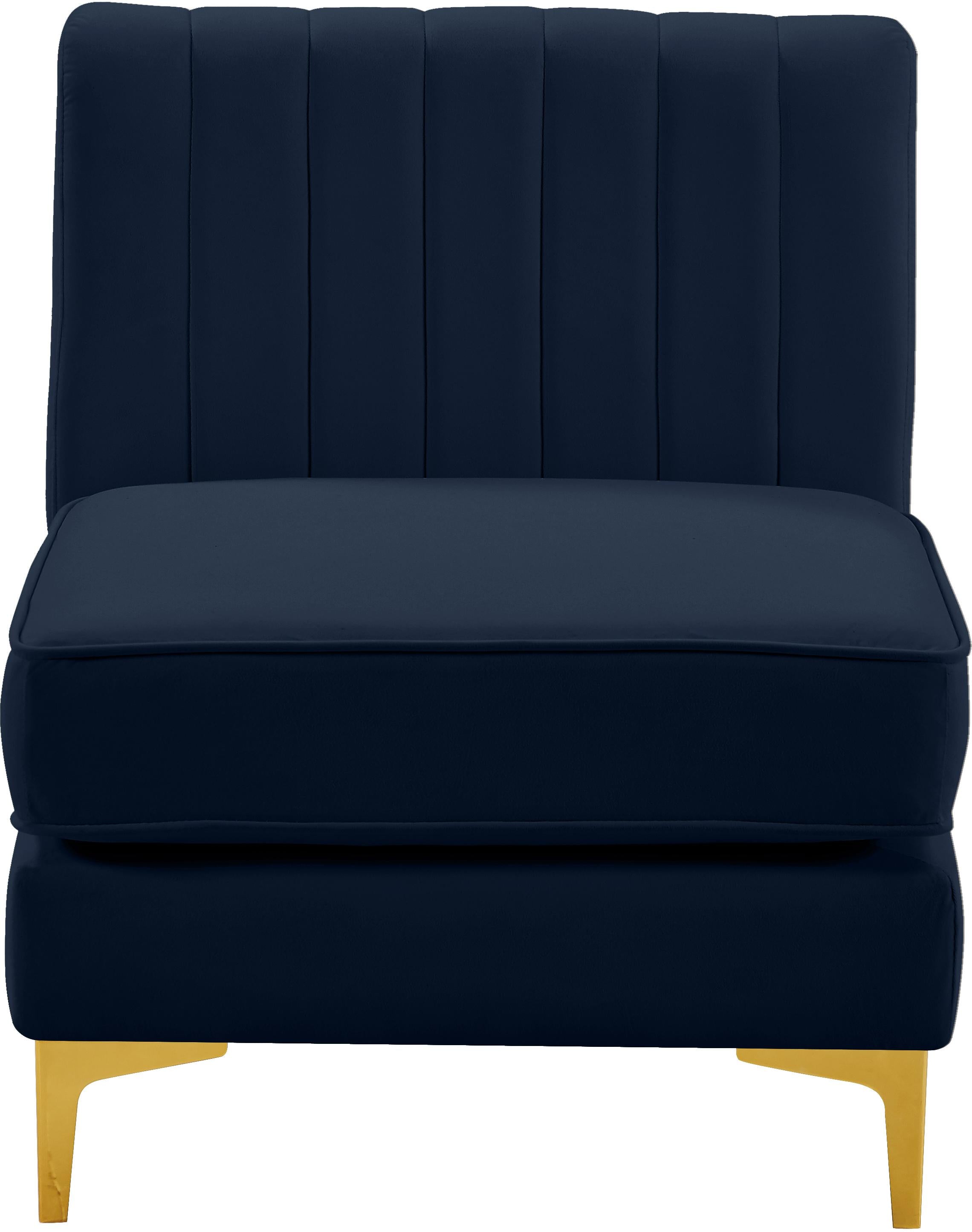Alina Navy Velvet Armless Chair - Luxury Home Furniture (MI)