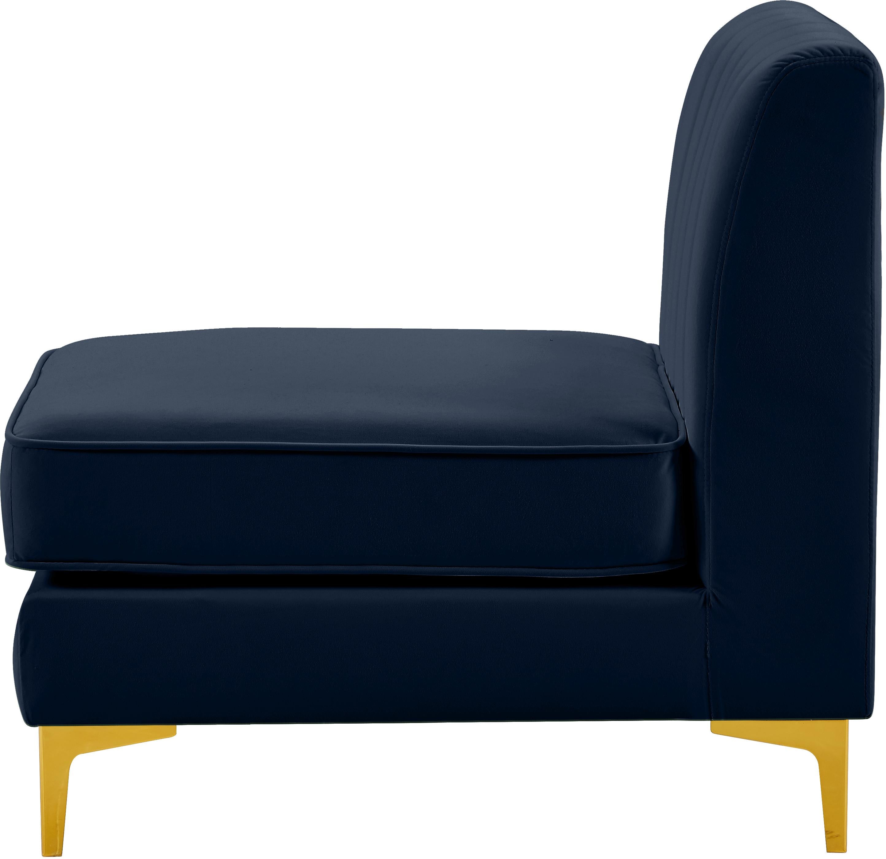 Alina Navy Velvet Armless Chair - Luxury Home Furniture (MI)
