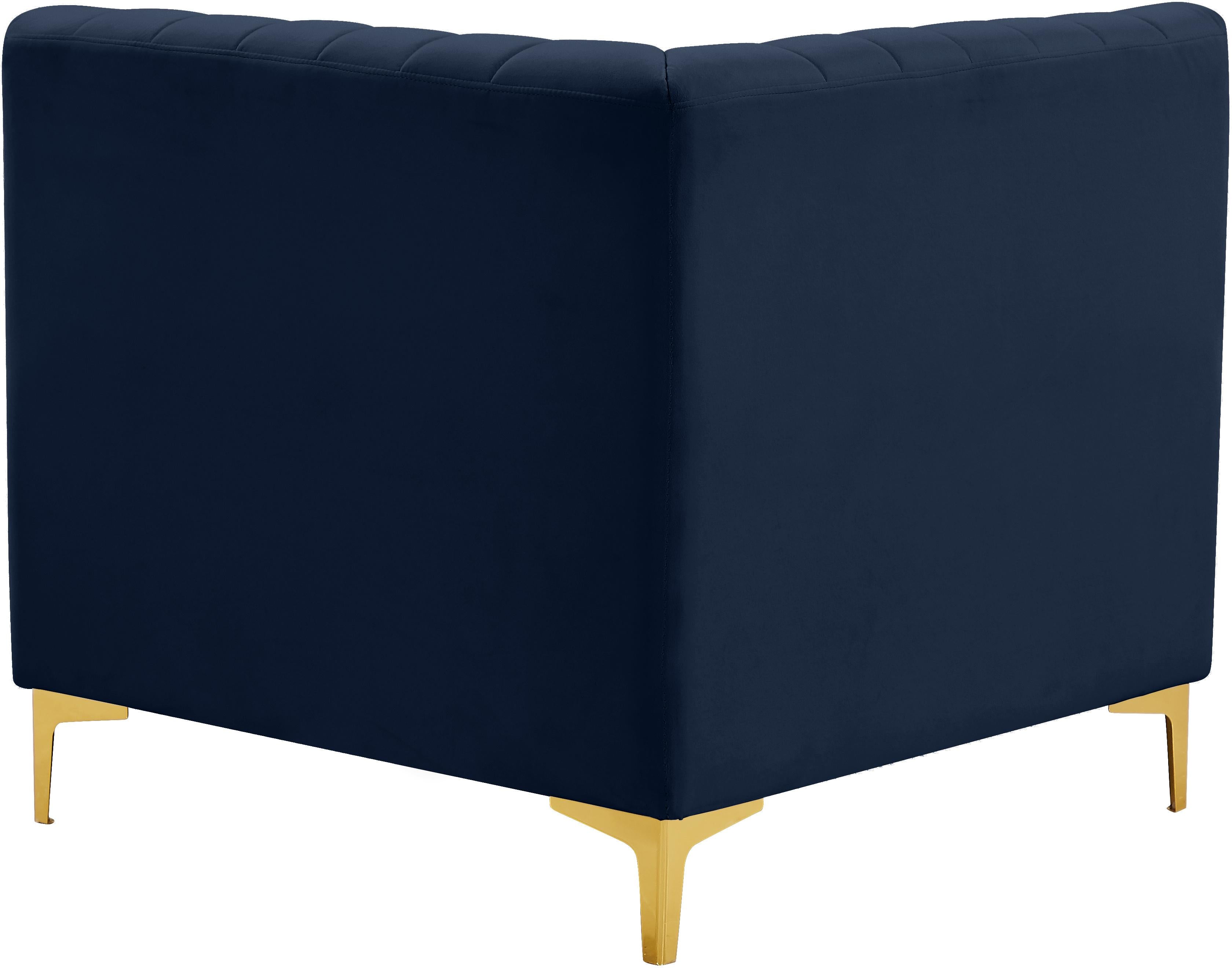 Alina Navy Velvet Corner Chair - Luxury Home Furniture (MI)