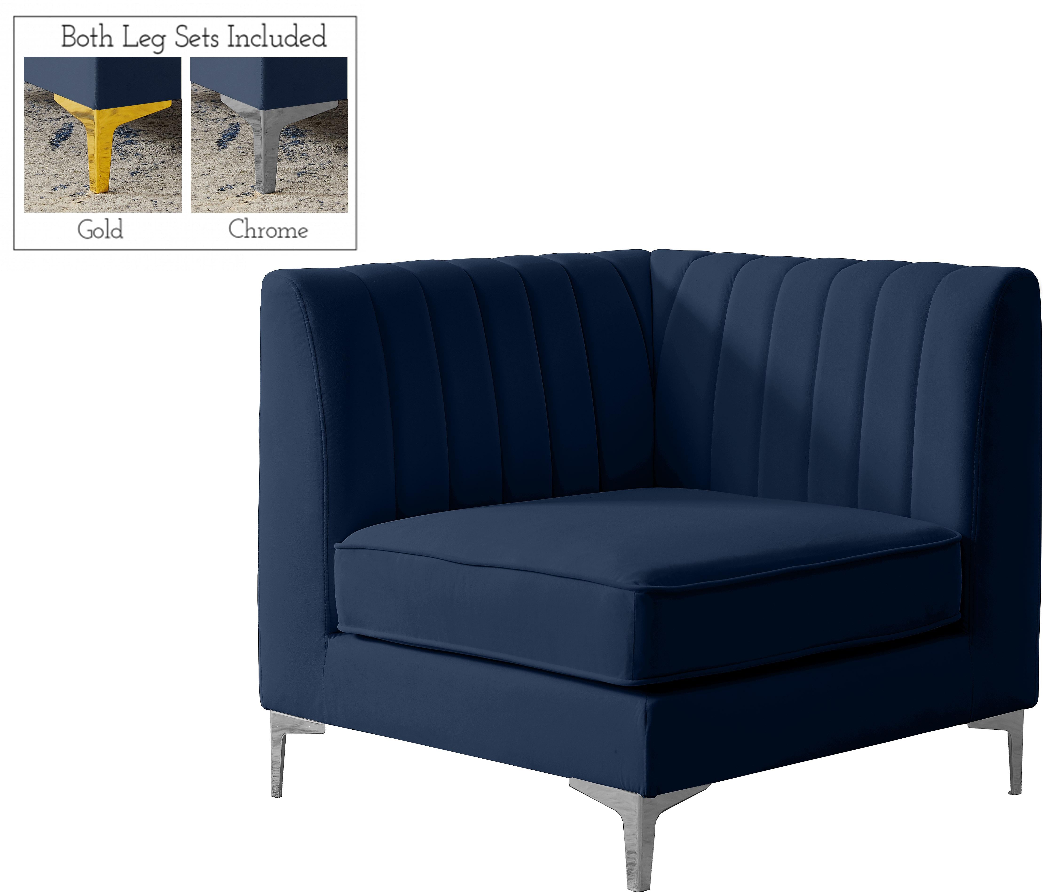 Alina Navy Velvet Corner Chair - Luxury Home Furniture (MI)
