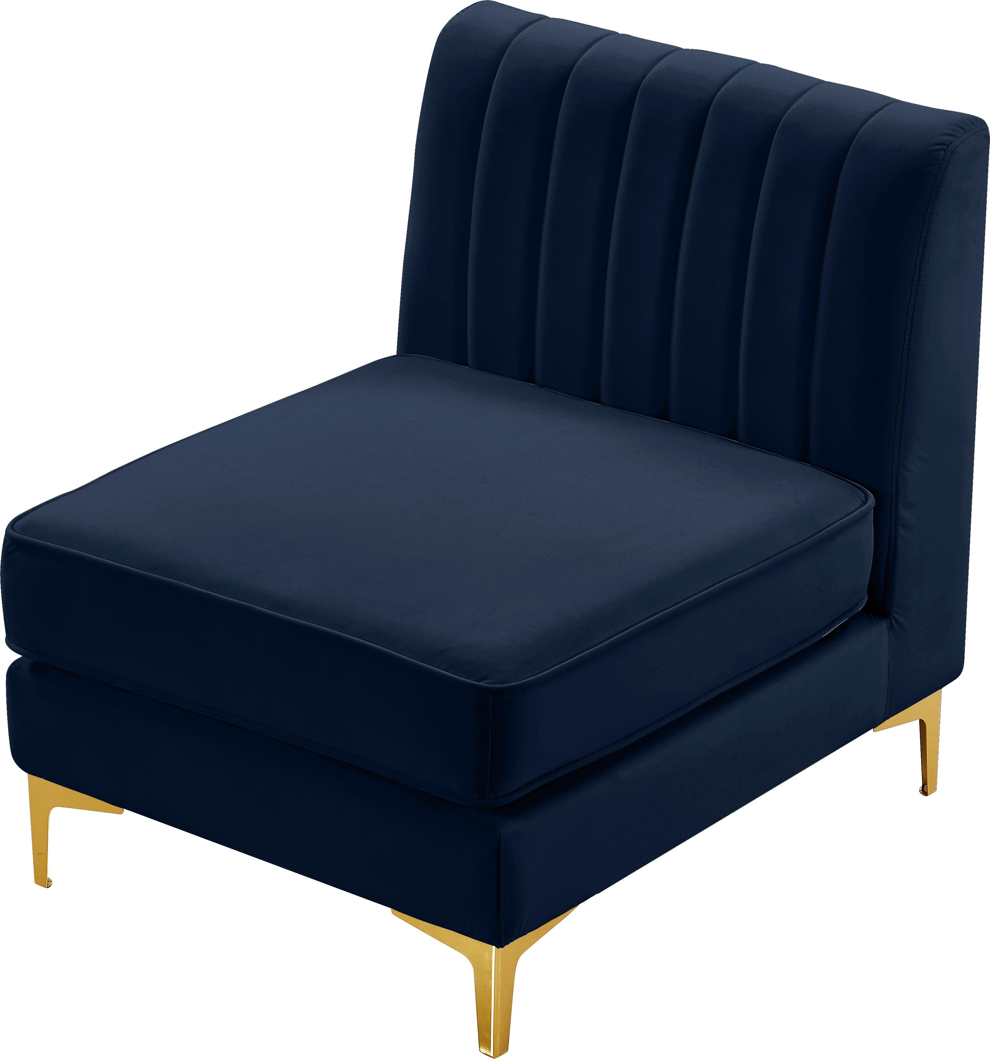 Alina Navy Velvet Armless Chair - Luxury Home Furniture (MI)