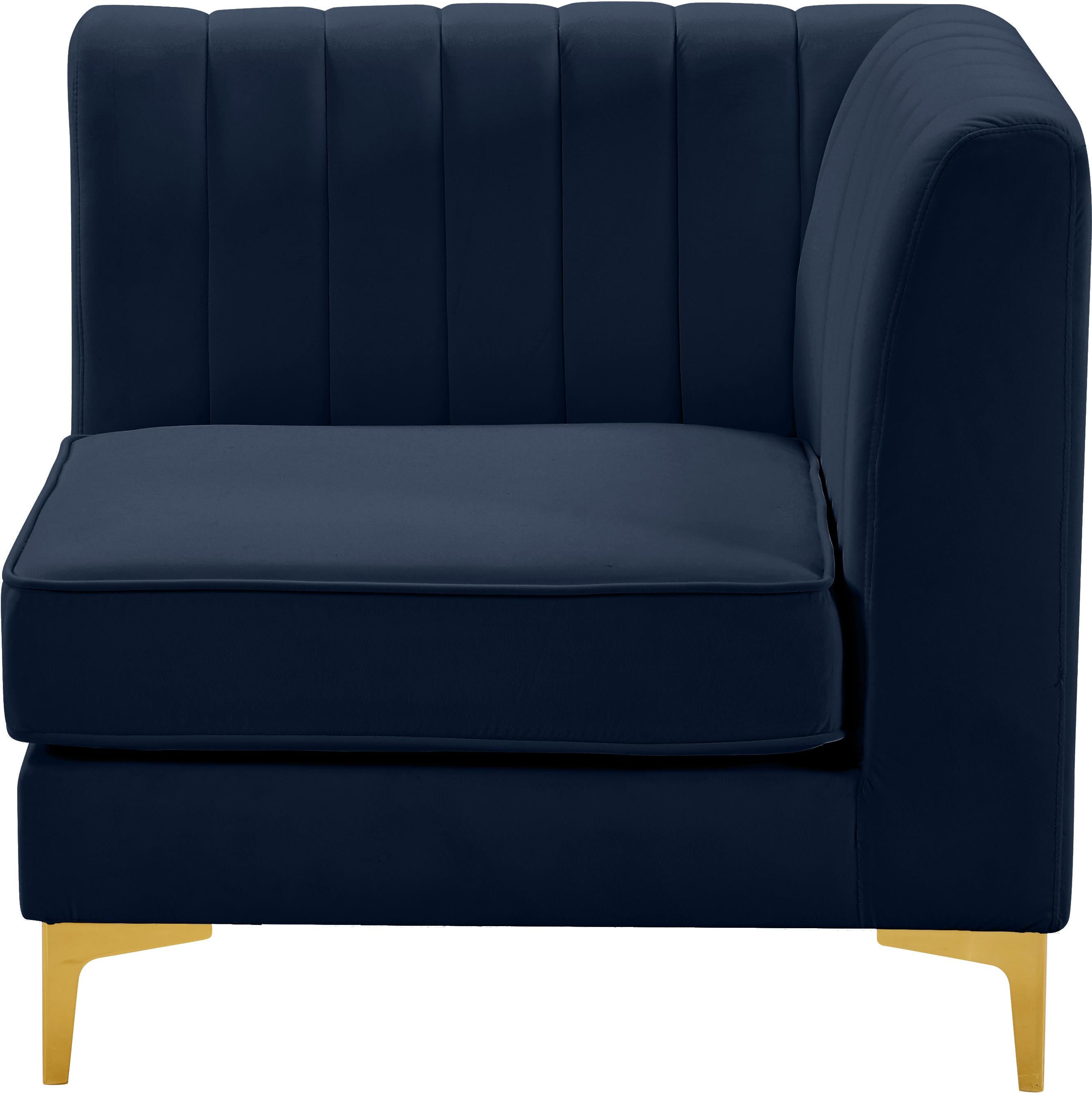 Alina Navy Velvet Corner Chair - Luxury Home Furniture (MI)