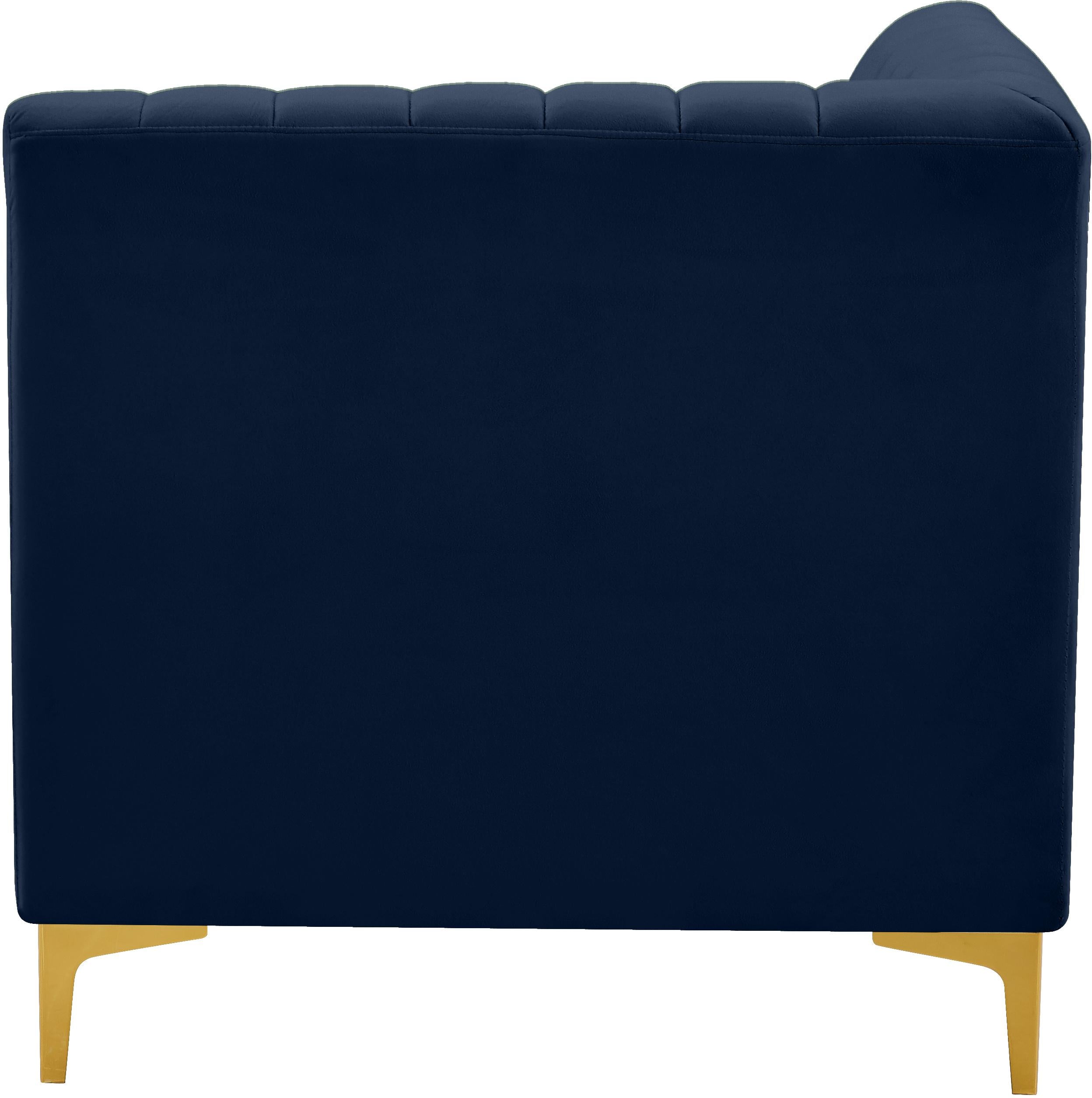 Alina Navy Velvet Corner Chair - Luxury Home Furniture (MI)