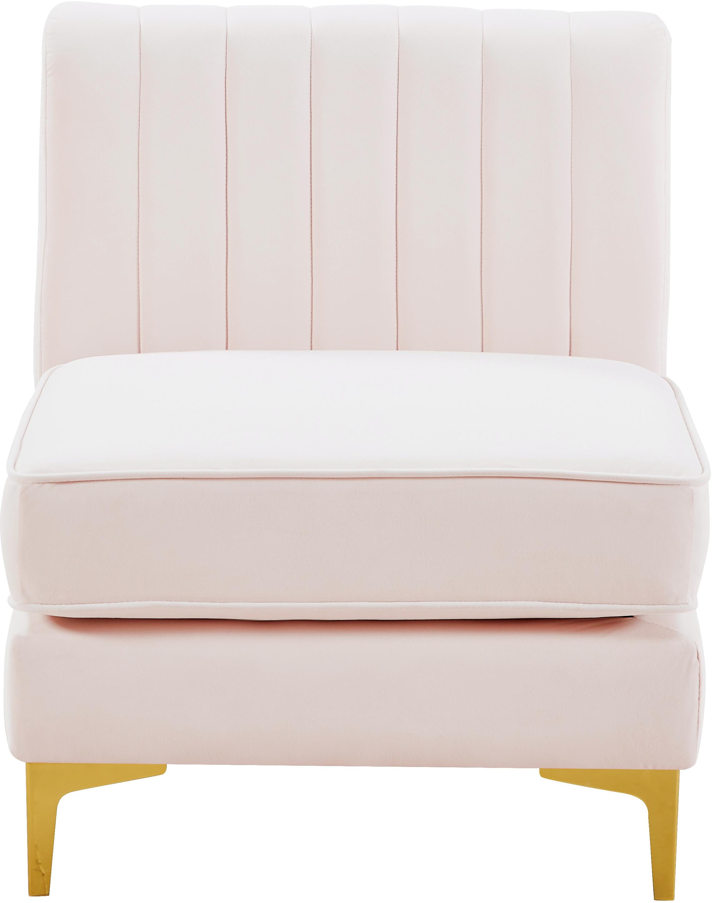 Alina Pink Velvet Armless Chair - Luxury Home Furniture (MI)