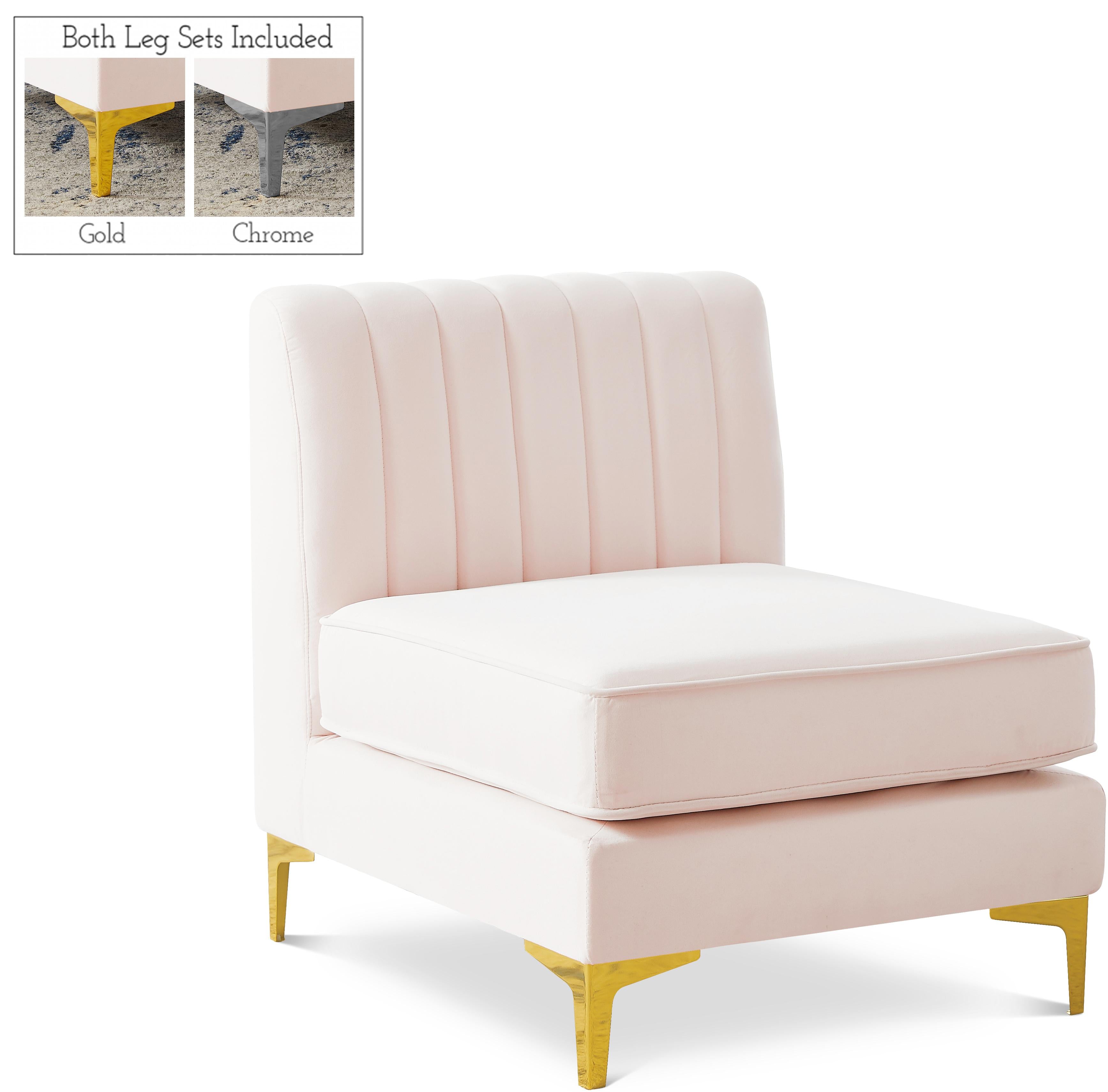 Alina Pink Velvet Armless Chair - Luxury Home Furniture (MI)
