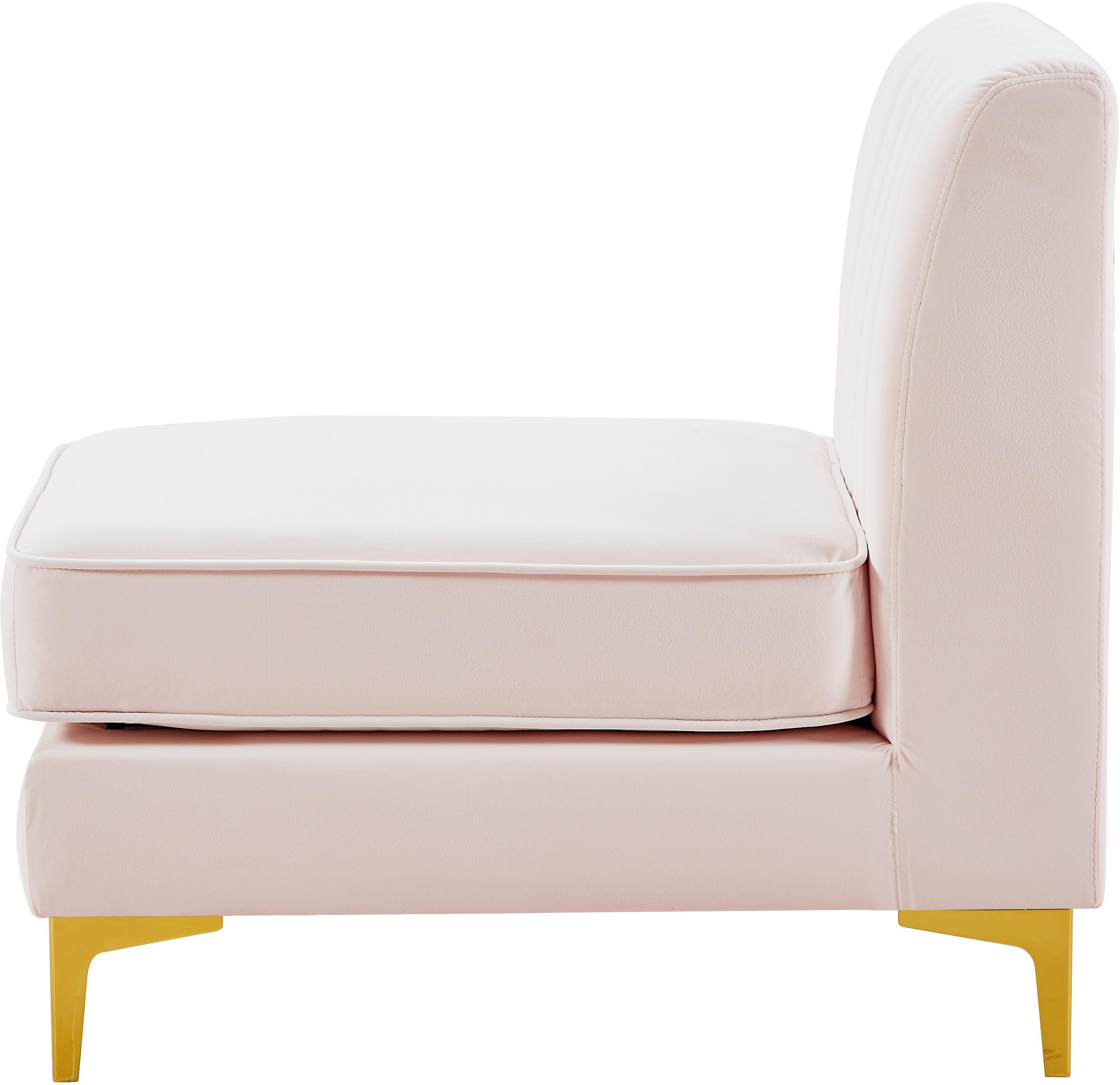 Alina Pink Velvet Armless Chair - Luxury Home Furniture (MI)
