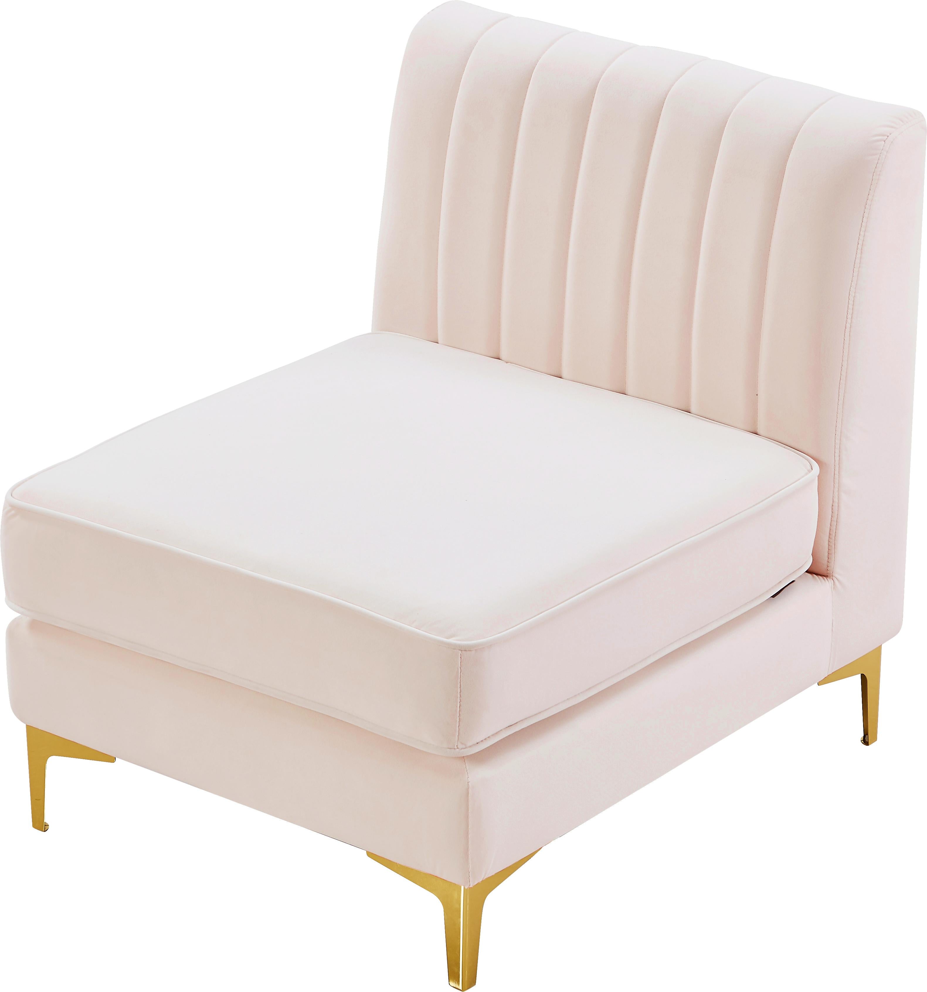 Alina Pink Velvet Armless Chair - Luxury Home Furniture (MI)