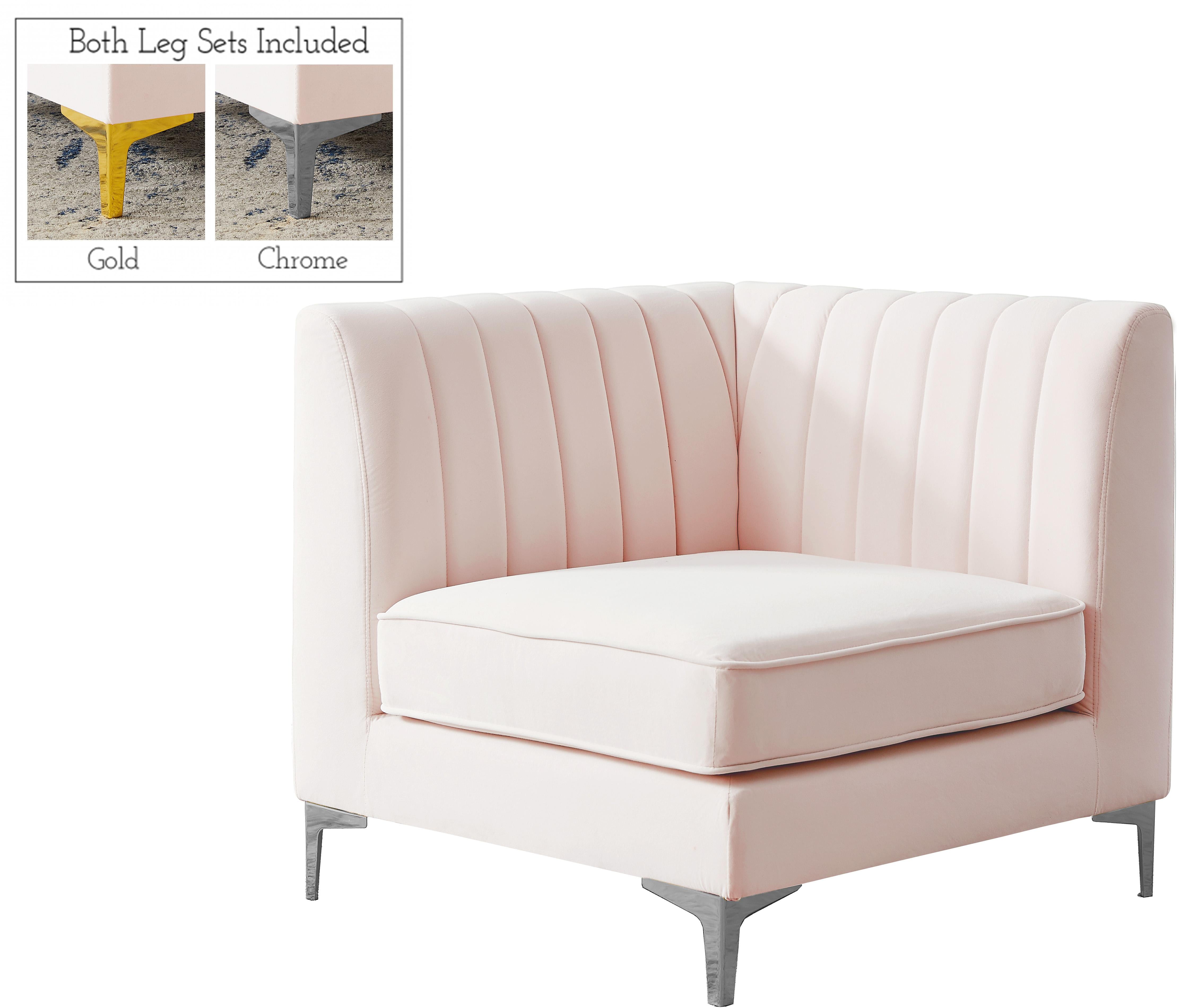 Alina Pink Velvet Corner Chair - Luxury Home Furniture (MI)