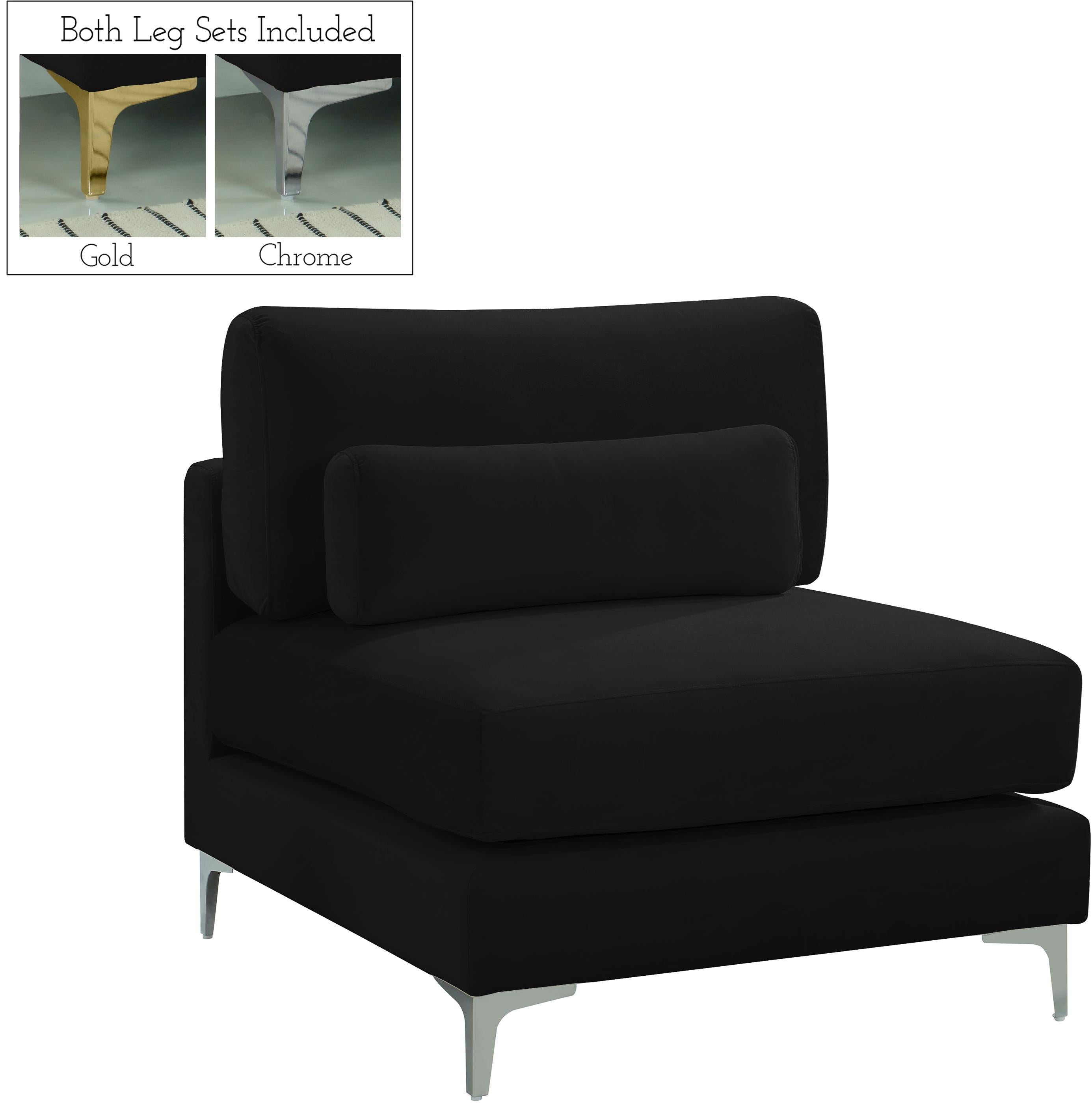 Julia Black Velvet Modular Armless Chair - Luxury Home Furniture (MI)