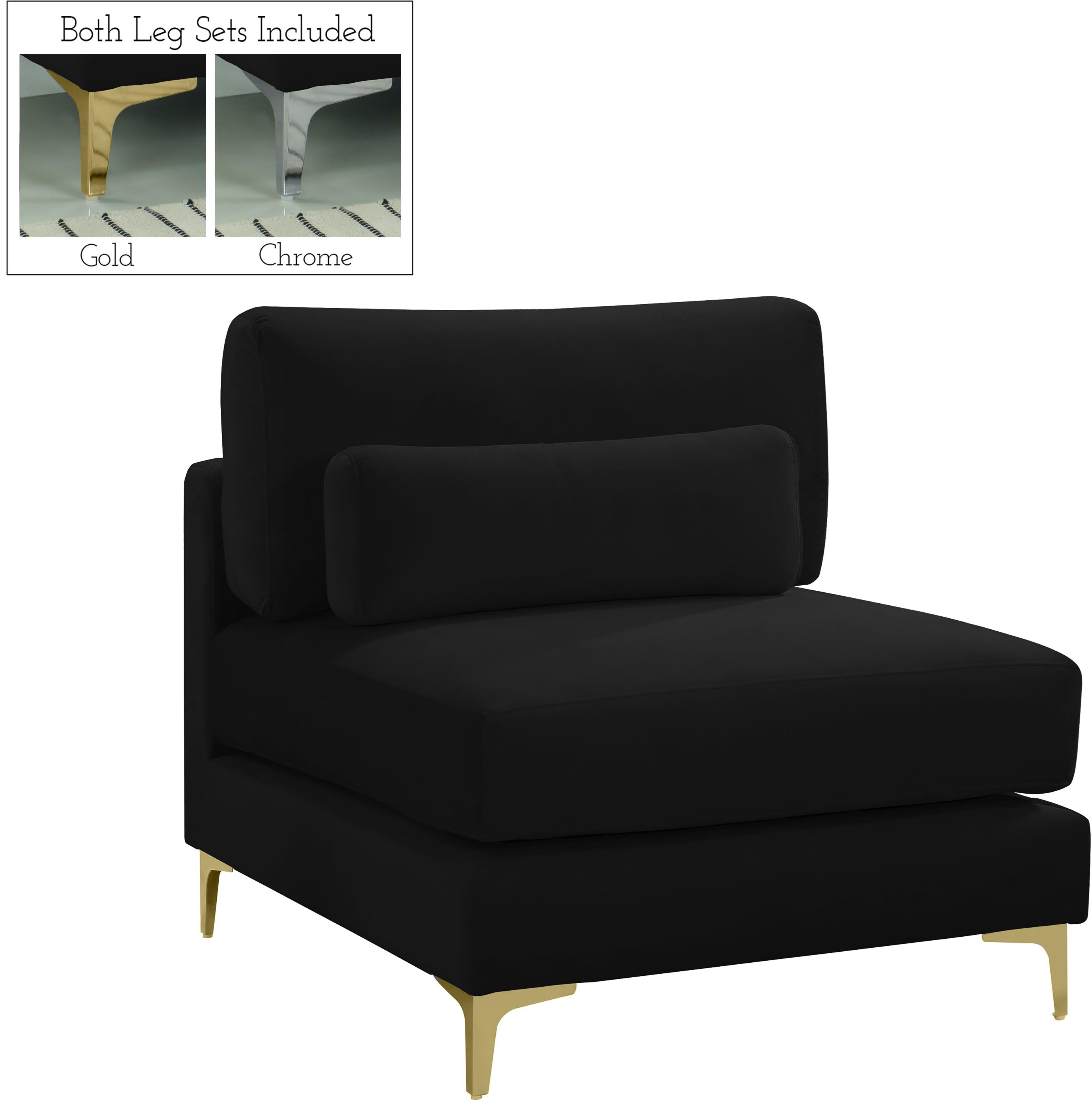Julia Black Velvet Modular Armless Chair - Luxury Home Furniture (MI)