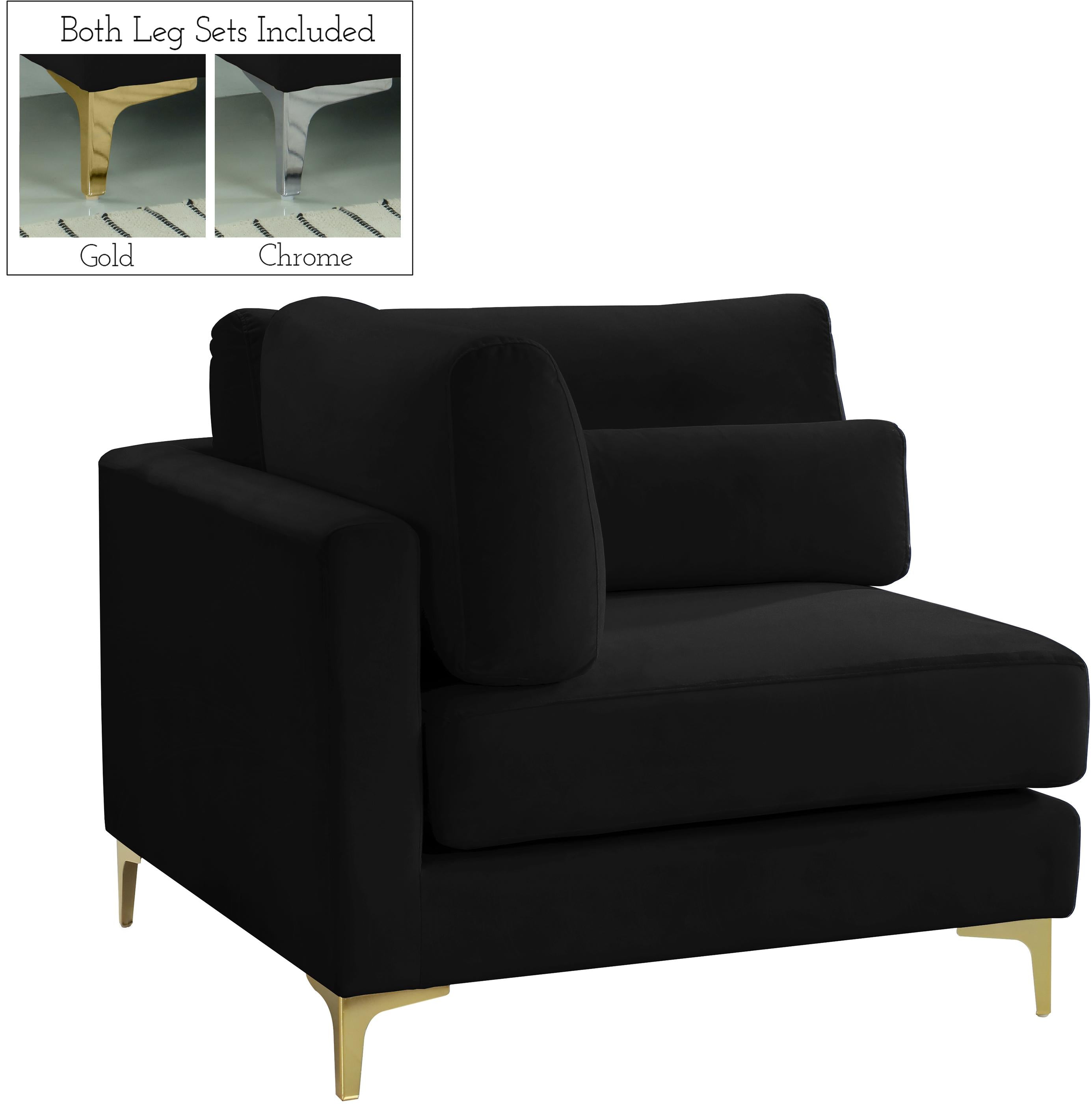 Julia Black Velvet Modular Corner Chair - Luxury Home Furniture (MI)