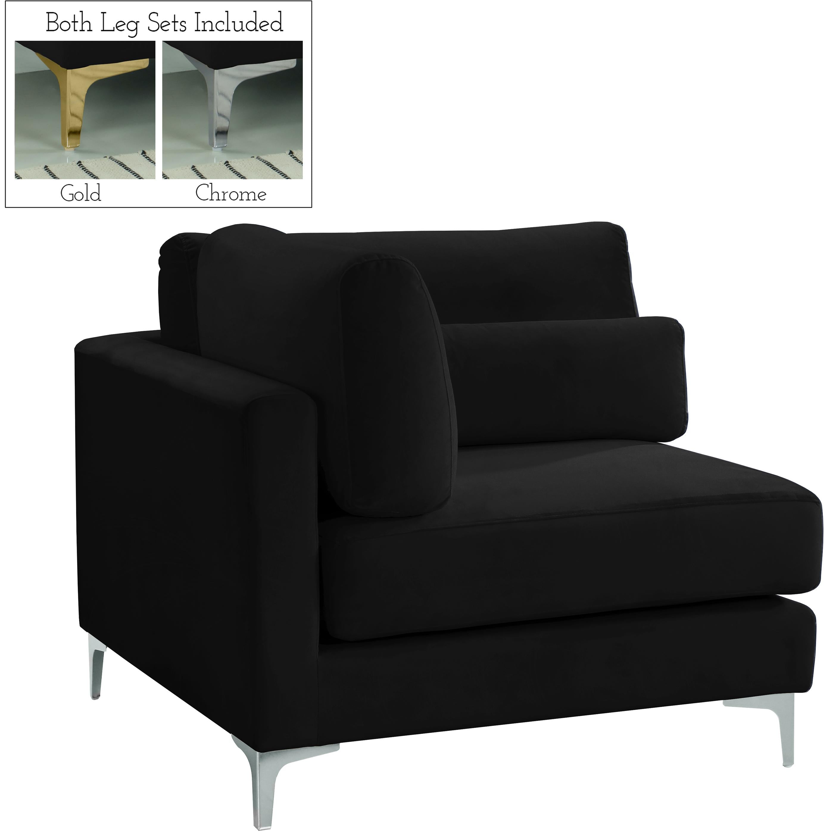 Julia Black Velvet Modular Corner Chair - Luxury Home Furniture (MI)