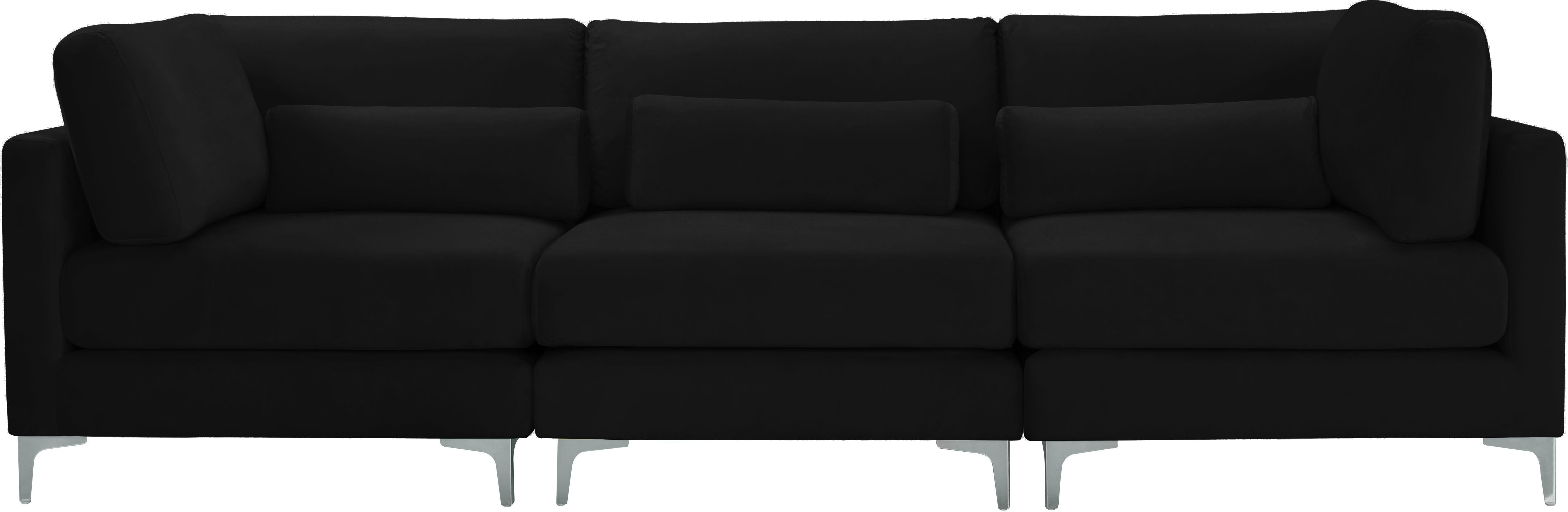 Julia Black Velvet Modular Sofa (3 Boxes) - Luxury Home Furniture (MI)