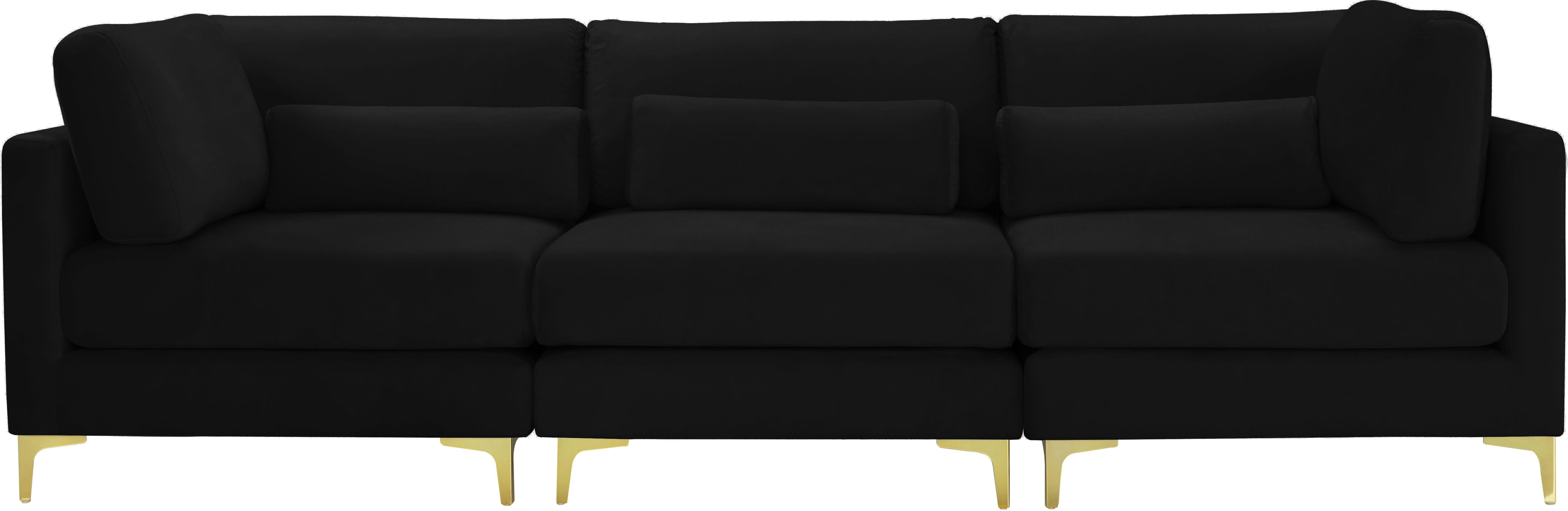 Julia Black Velvet Modular Sofa (3 Boxes) - Luxury Home Furniture (MI)