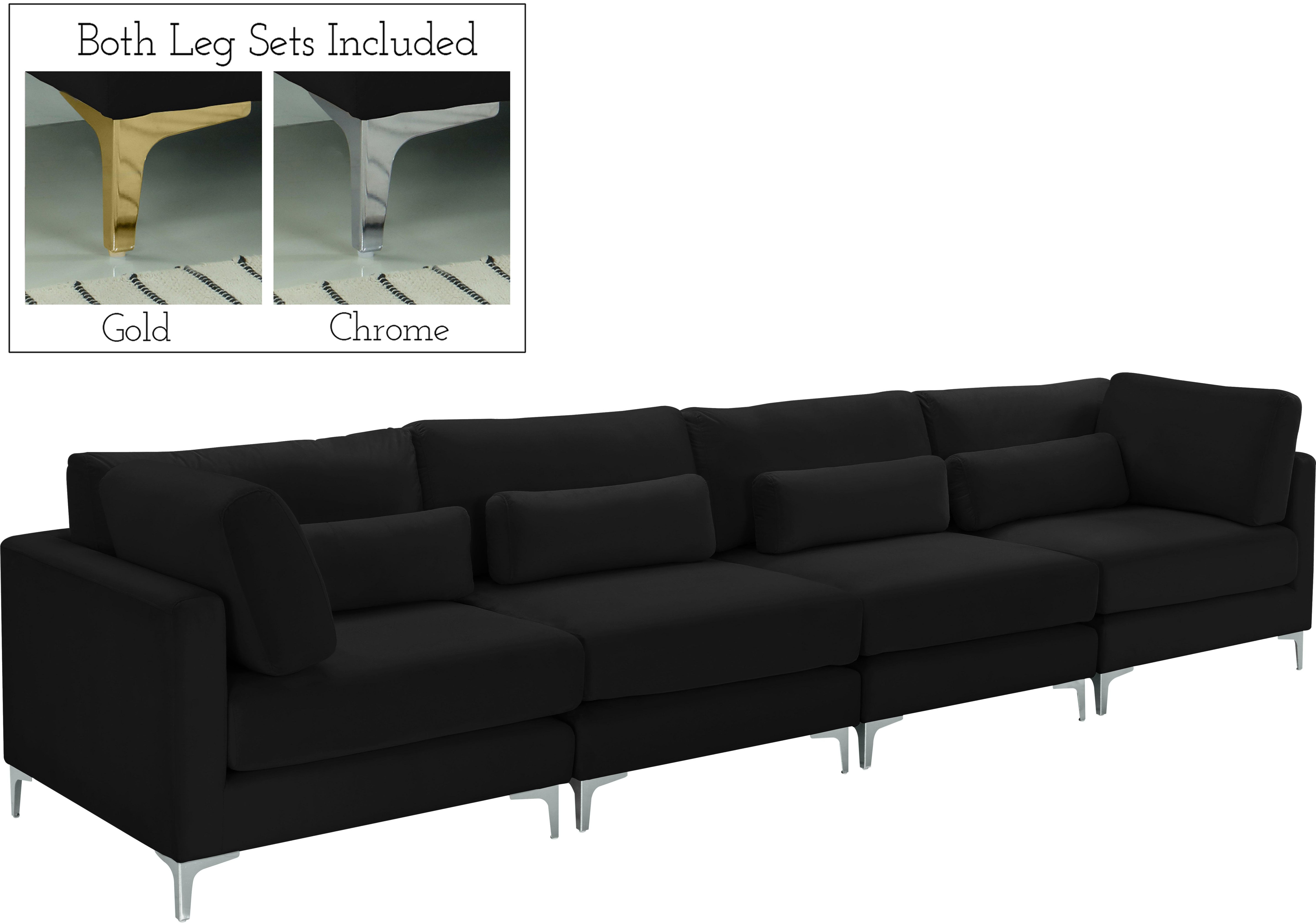 Julia Black Velvet Modular Sofa (4 Boxes) - Luxury Home Furniture (MI)