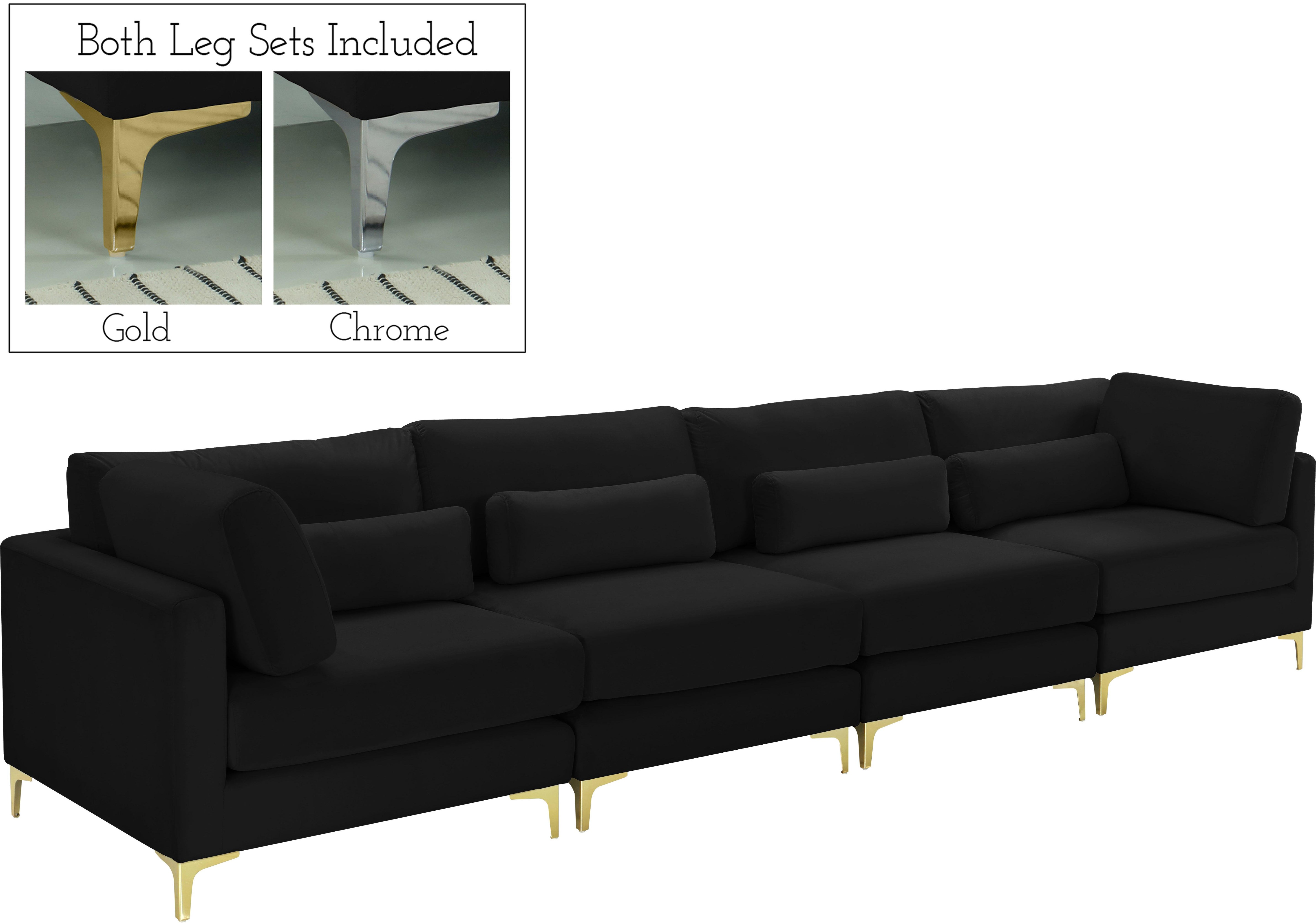 Julia Black Velvet Modular Sofa (4 Boxes) - Luxury Home Furniture (MI)