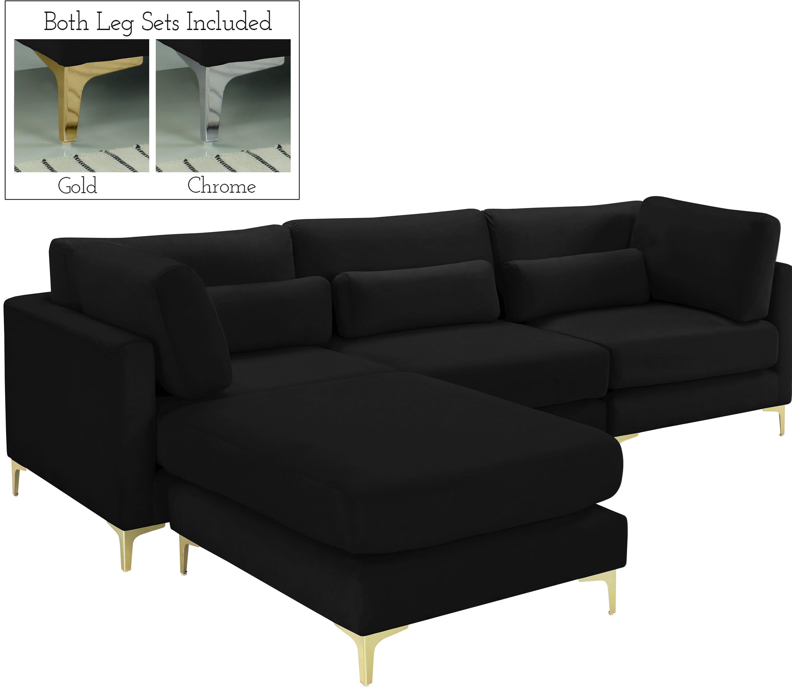 Julia Black Velvet Modular Sectional (4 Boxes) - Luxury Home Furniture (MI)
