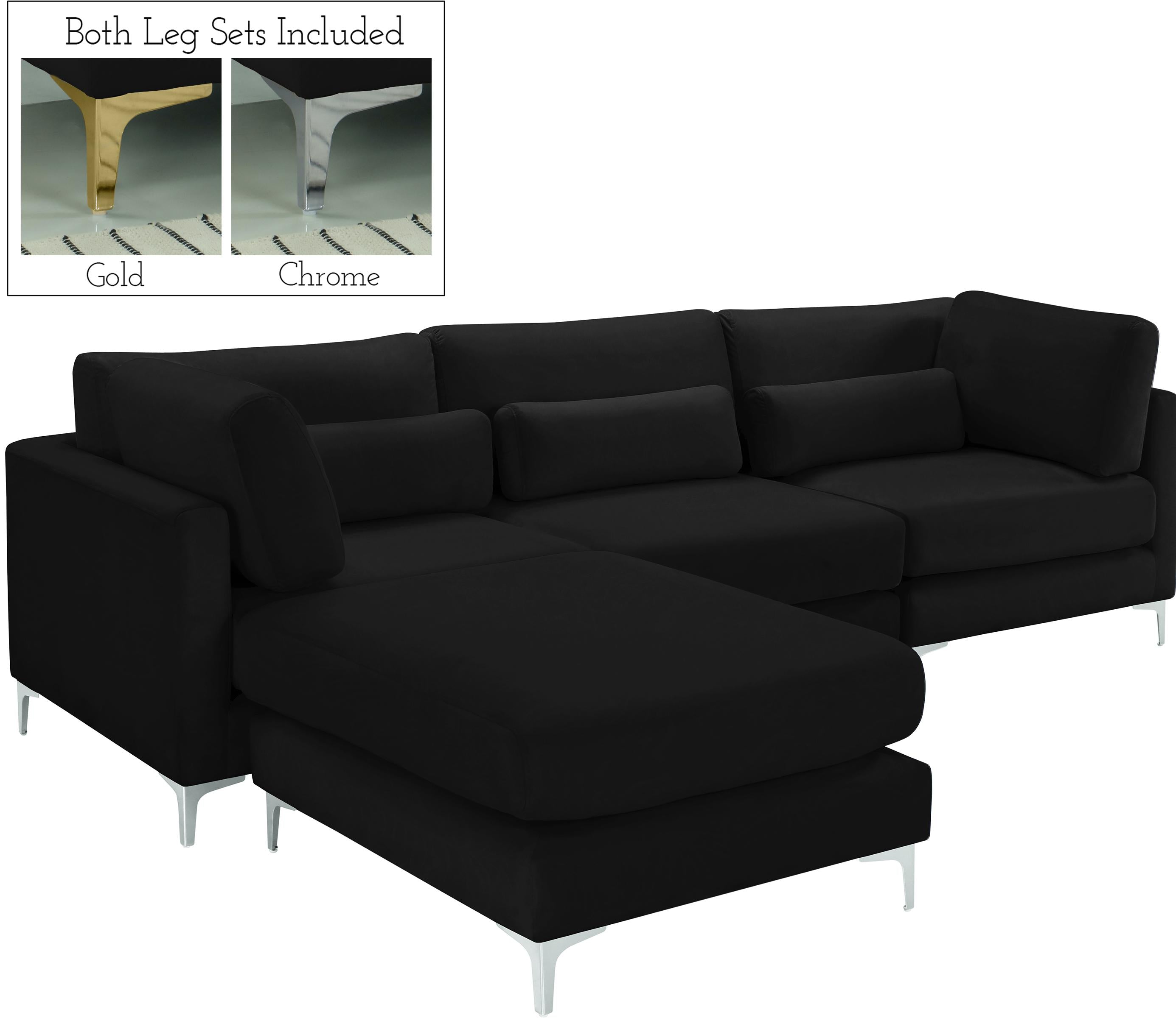 Julia Black Velvet Modular Sectional (4 Boxes) - Luxury Home Furniture (MI)