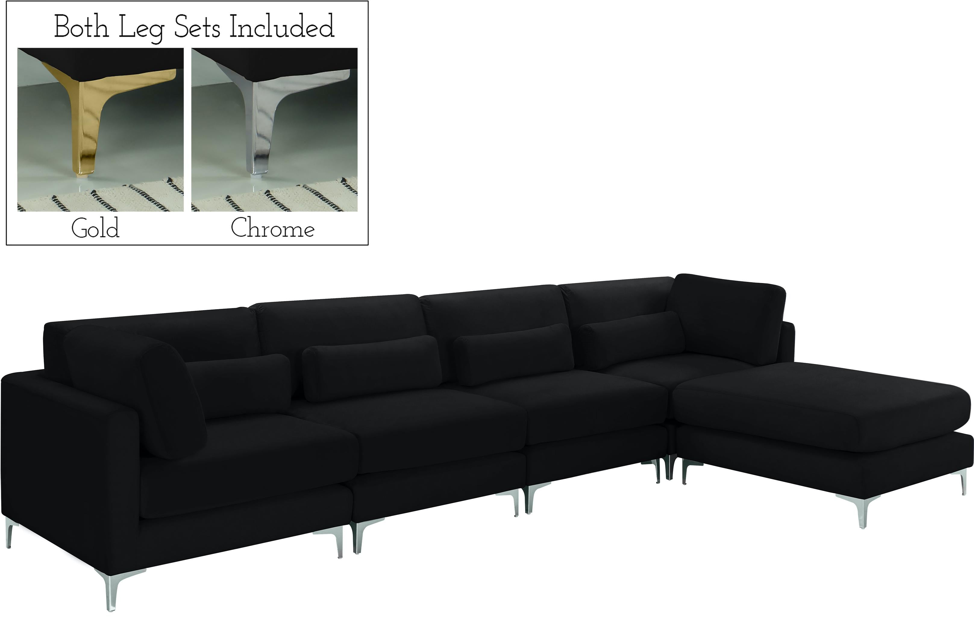 Julia Black Velvet Modular Sectional (5 Boxes) - Luxury Home Furniture (MI)