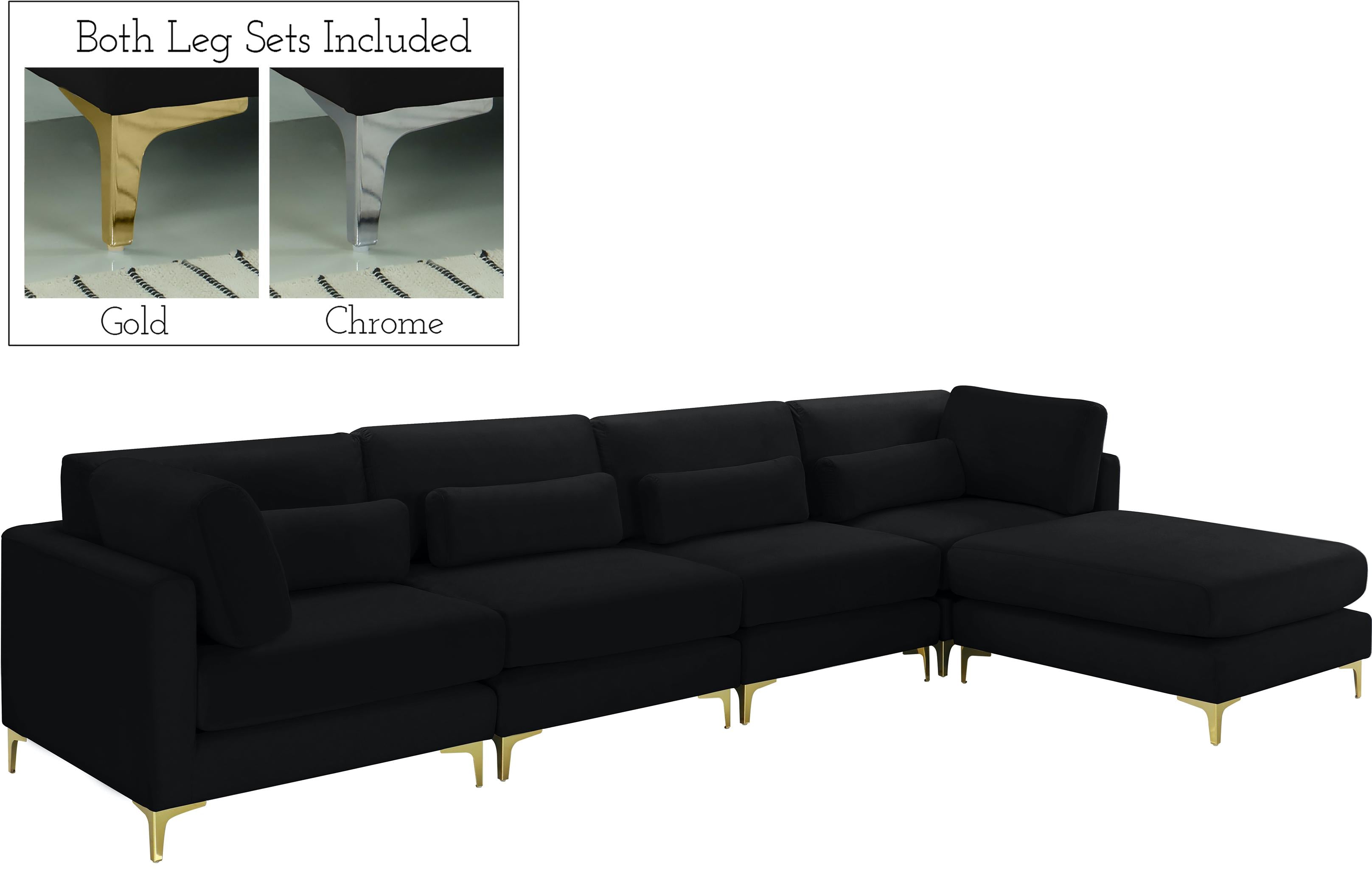 Julia Black Velvet Modular Sectional (5 Boxes) - Luxury Home Furniture (MI)