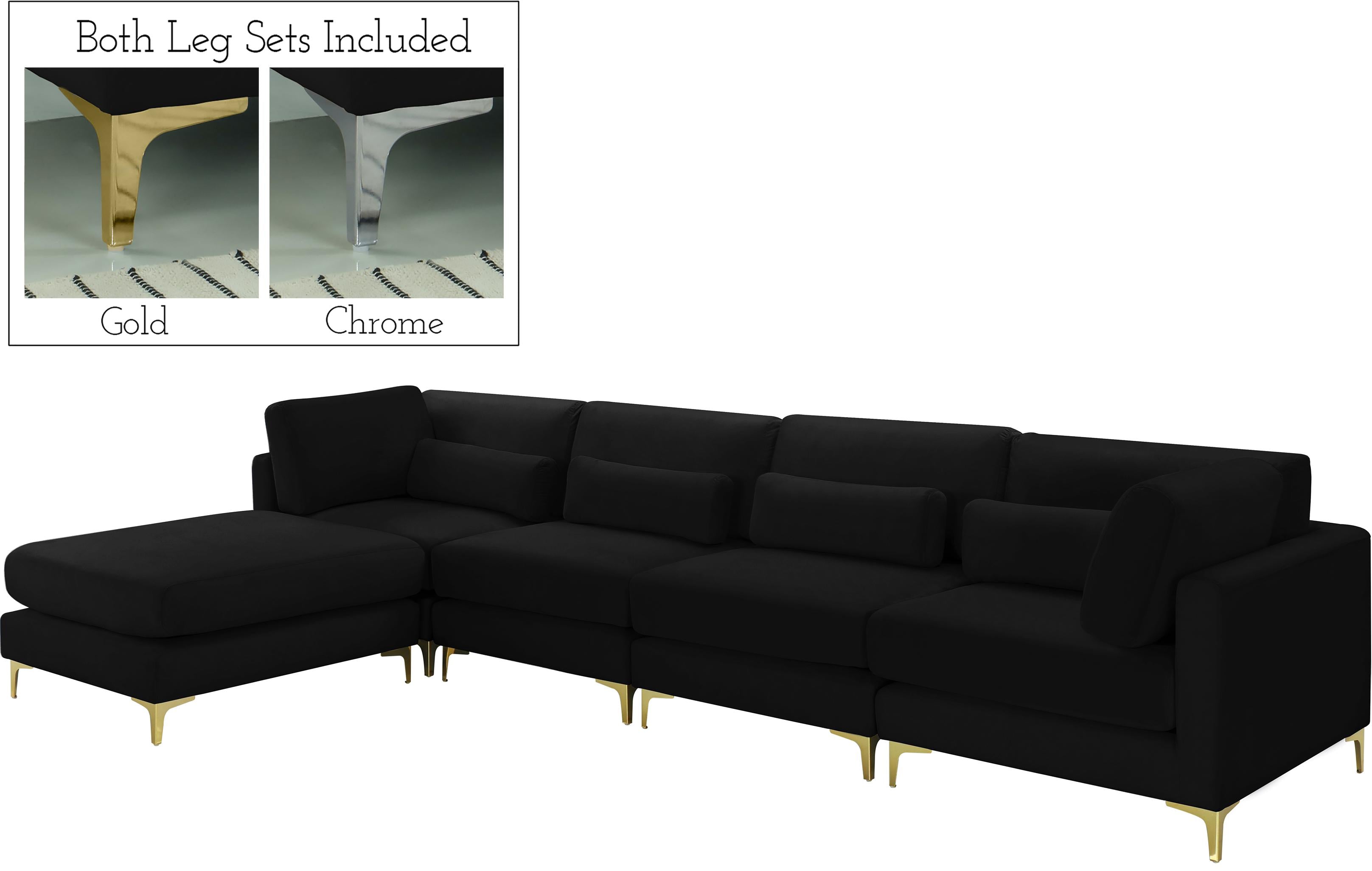 Julia Black Velvet Modular Sectional (5 Boxes) - Luxury Home Furniture (MI)