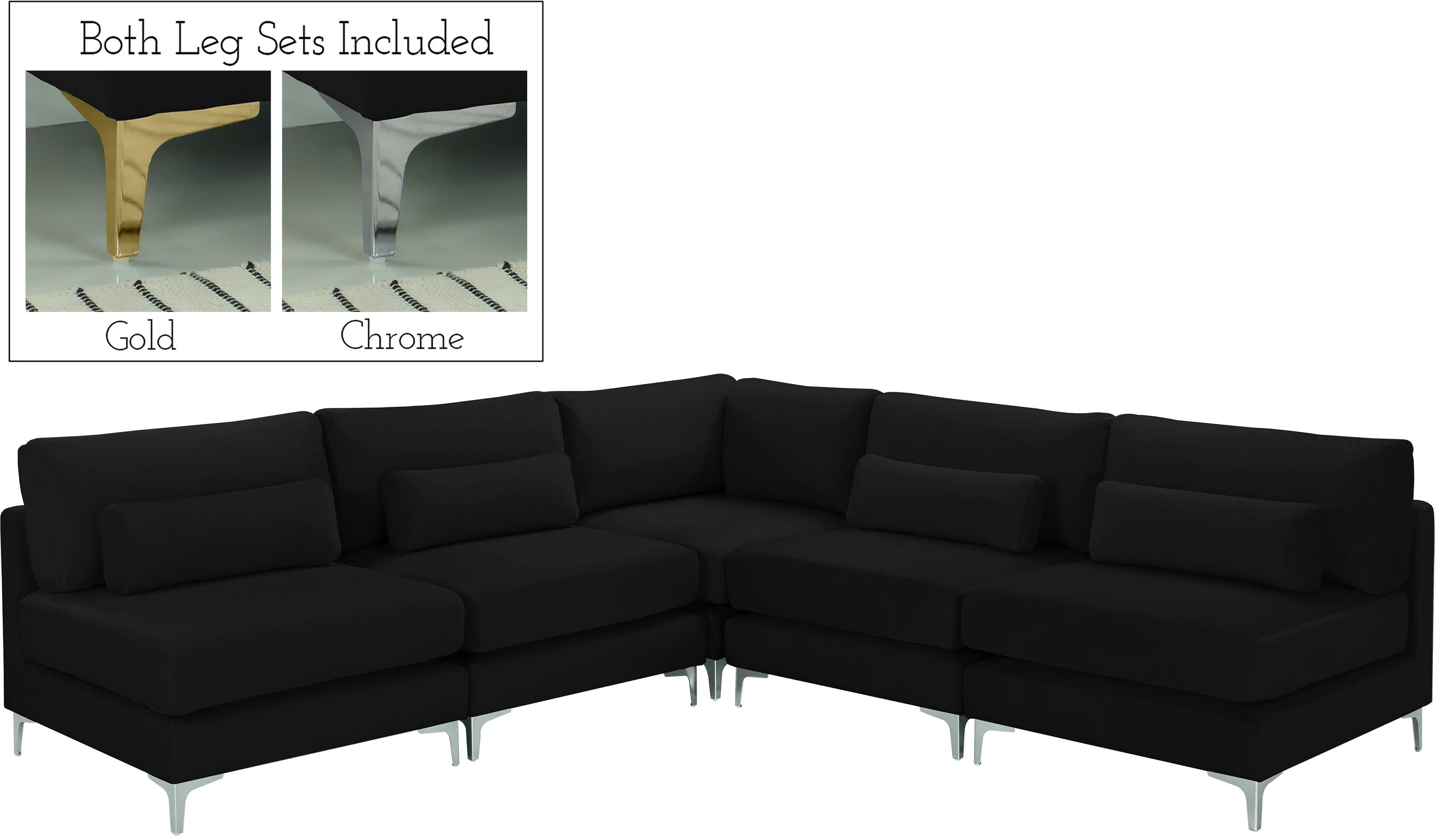 Julia Black Velvet Modular Sectional (5 Boxes) - Luxury Home Furniture (MI)