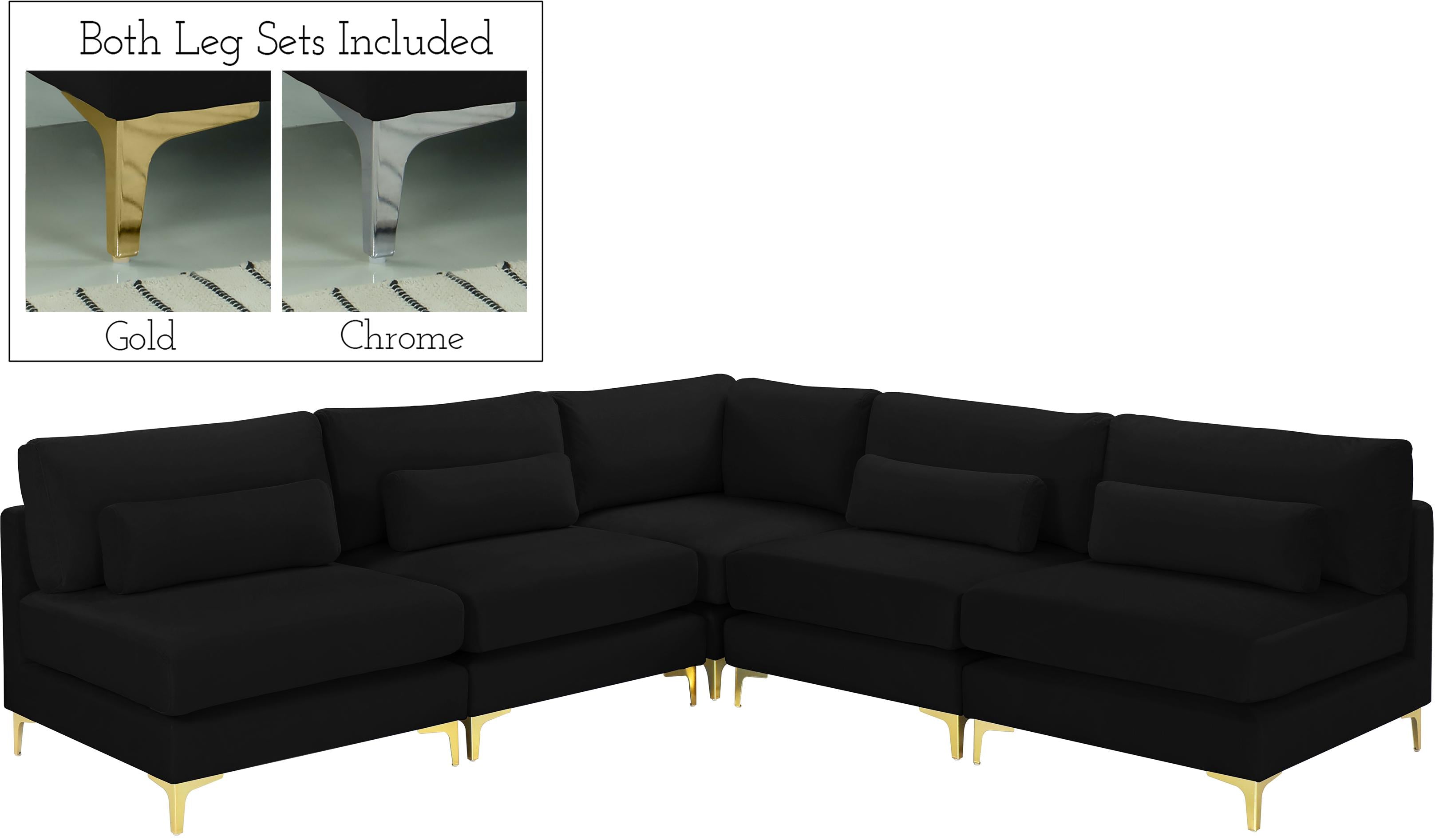 Julia Black Velvet Modular Sectional (5 Boxes) - Luxury Home Furniture (MI)