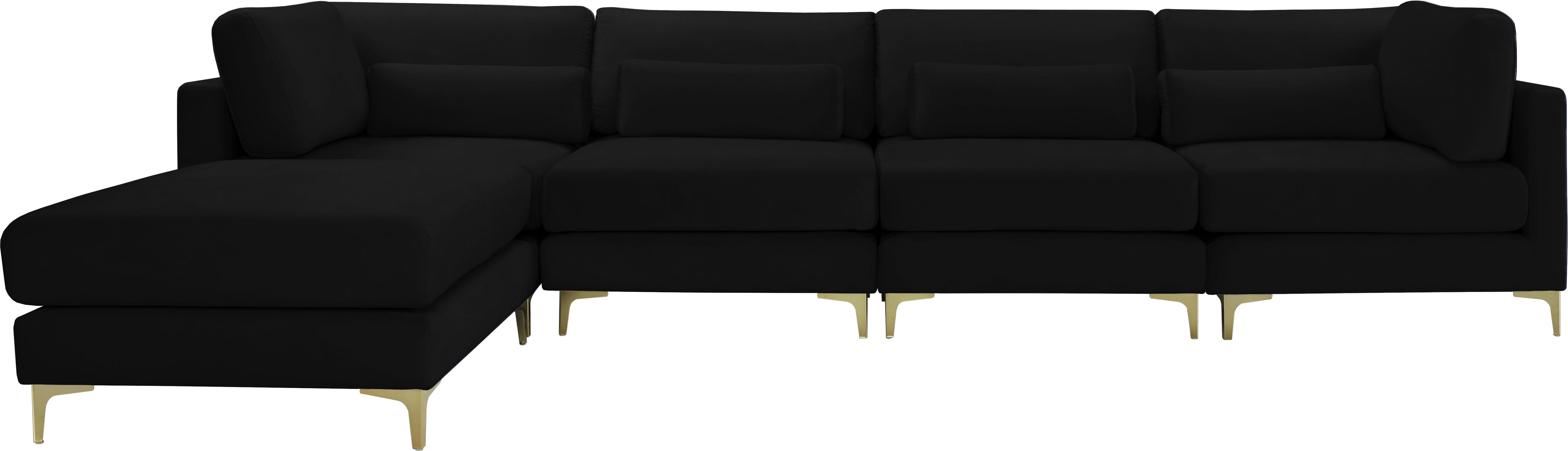 Julia Black Velvet Modular Sectional (5 Boxes) - Luxury Home Furniture (MI)