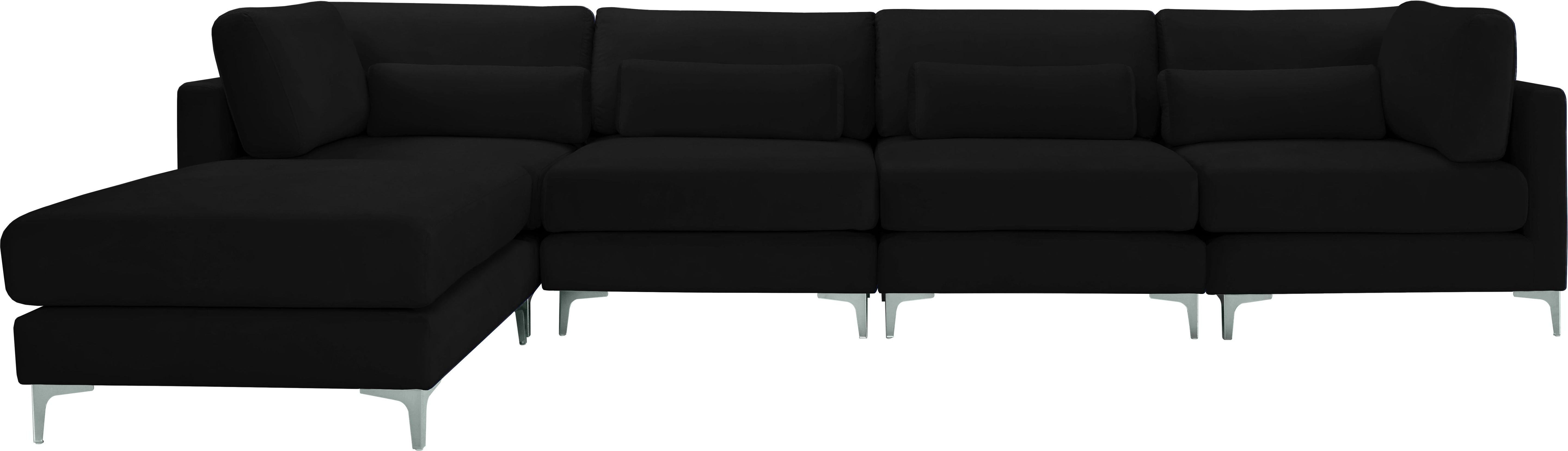 Julia Black Velvet Modular Sectional (5 Boxes) - Luxury Home Furniture (MI)