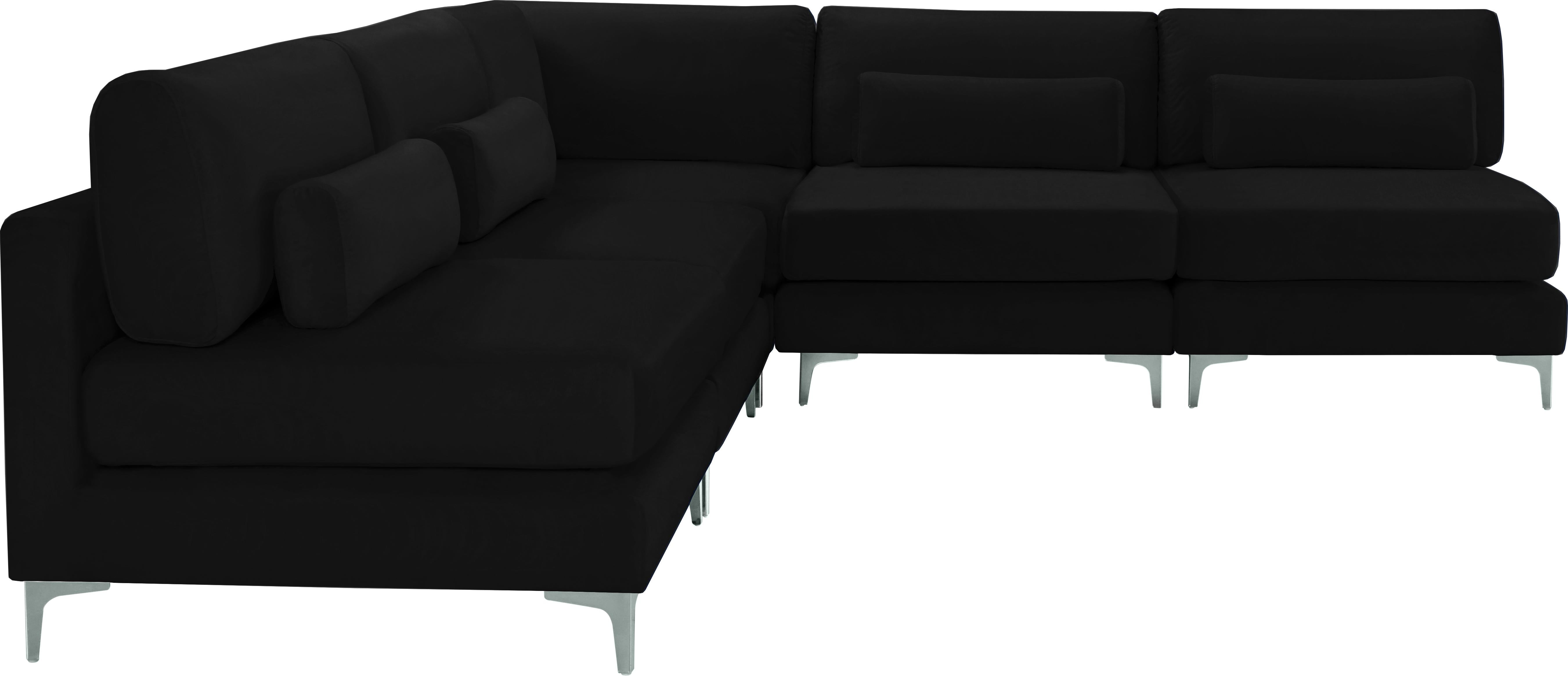 Julia Black Velvet Modular Sectional (5 Boxes) - Luxury Home Furniture (MI)