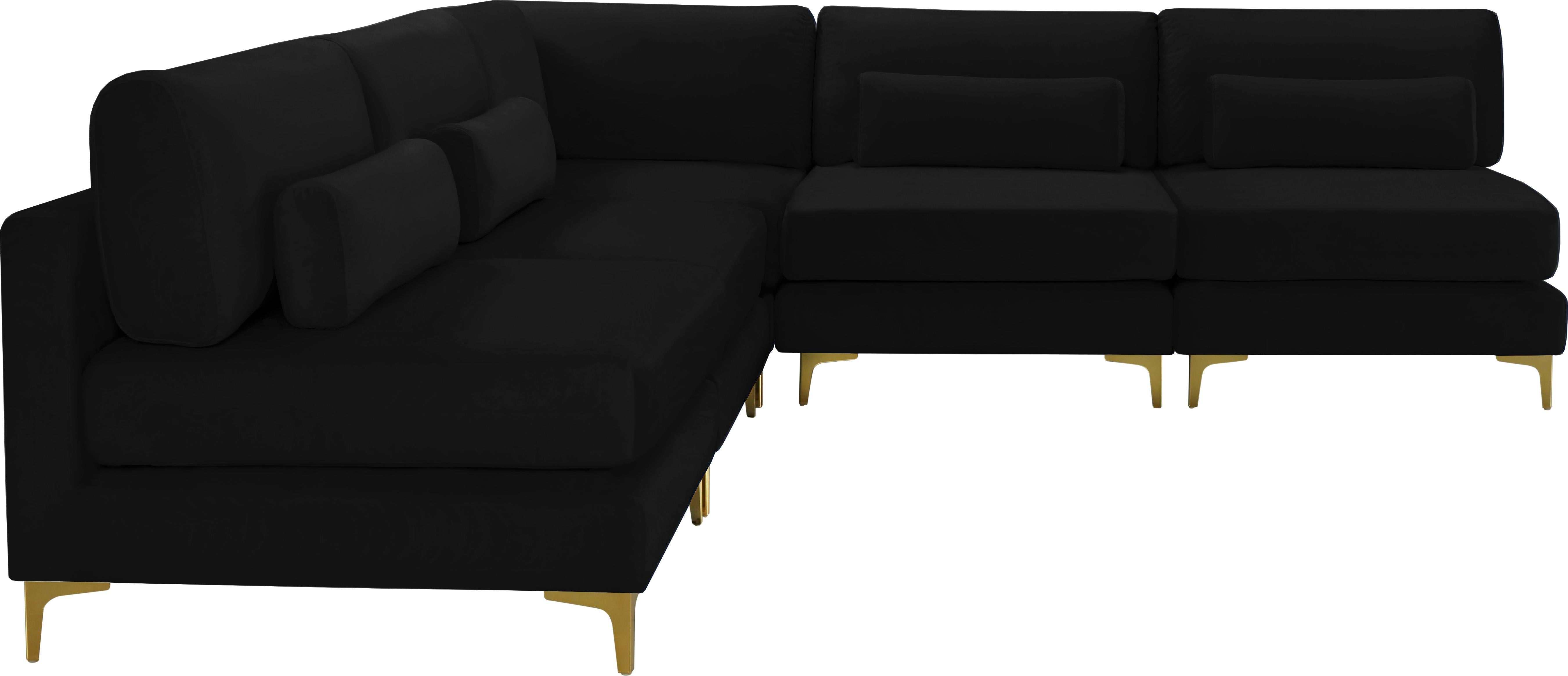 Julia Black Velvet Modular Sectional (5 Boxes) - Luxury Home Furniture (MI)