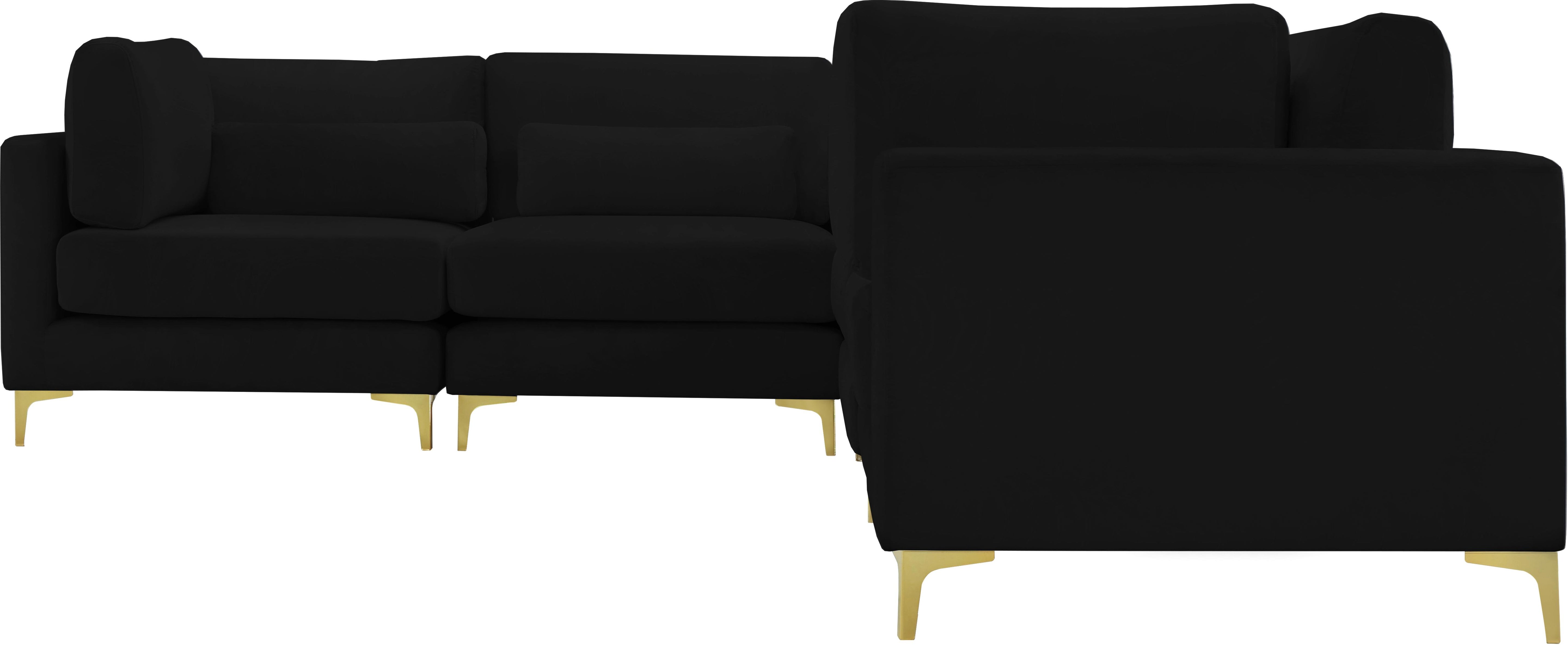 Julia Black Velvet Modular Sectional (5 Boxes) - Luxury Home Furniture (MI)