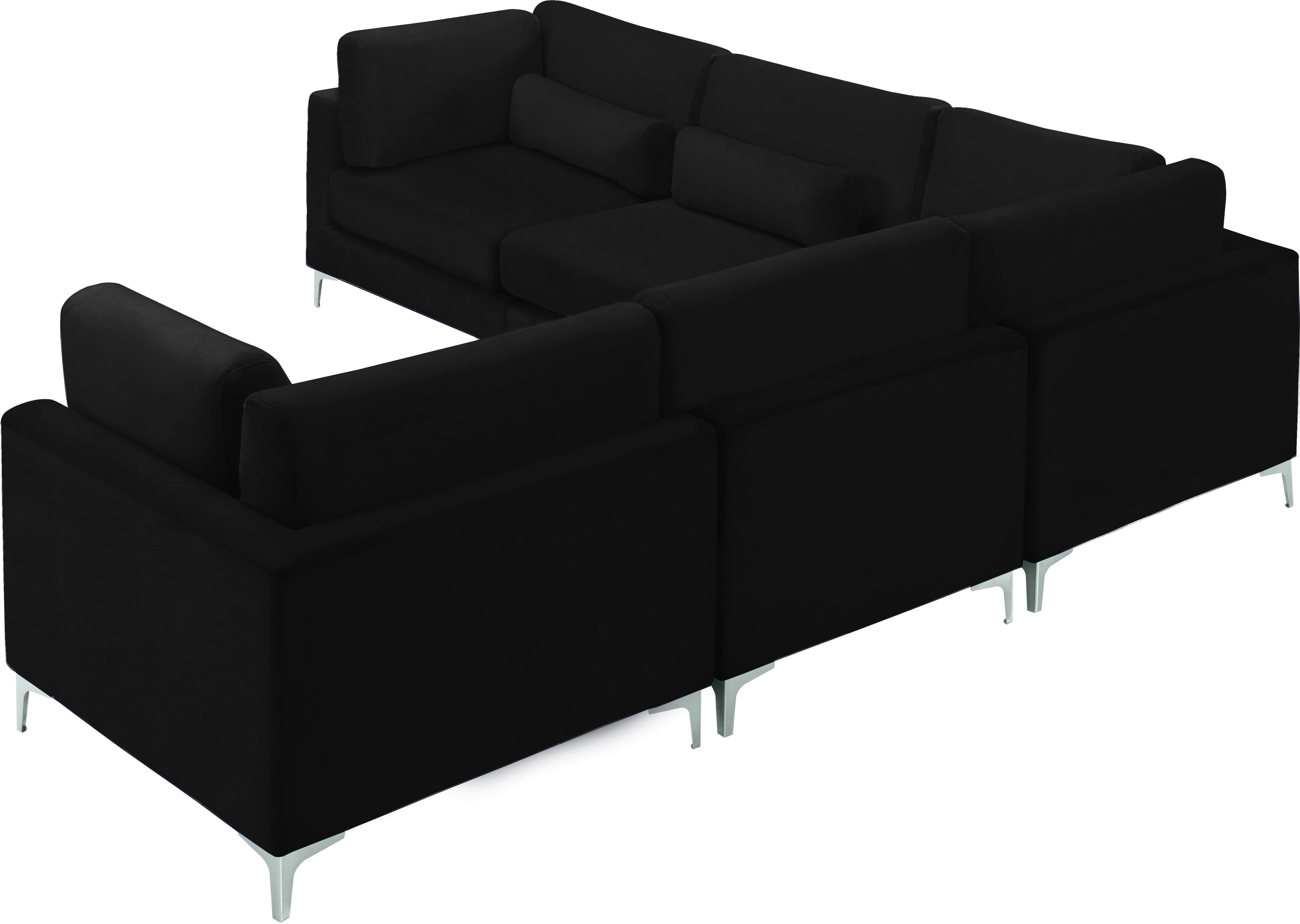 Julia Black Velvet Modular Sectional (5 Boxes) - Luxury Home Furniture (MI)