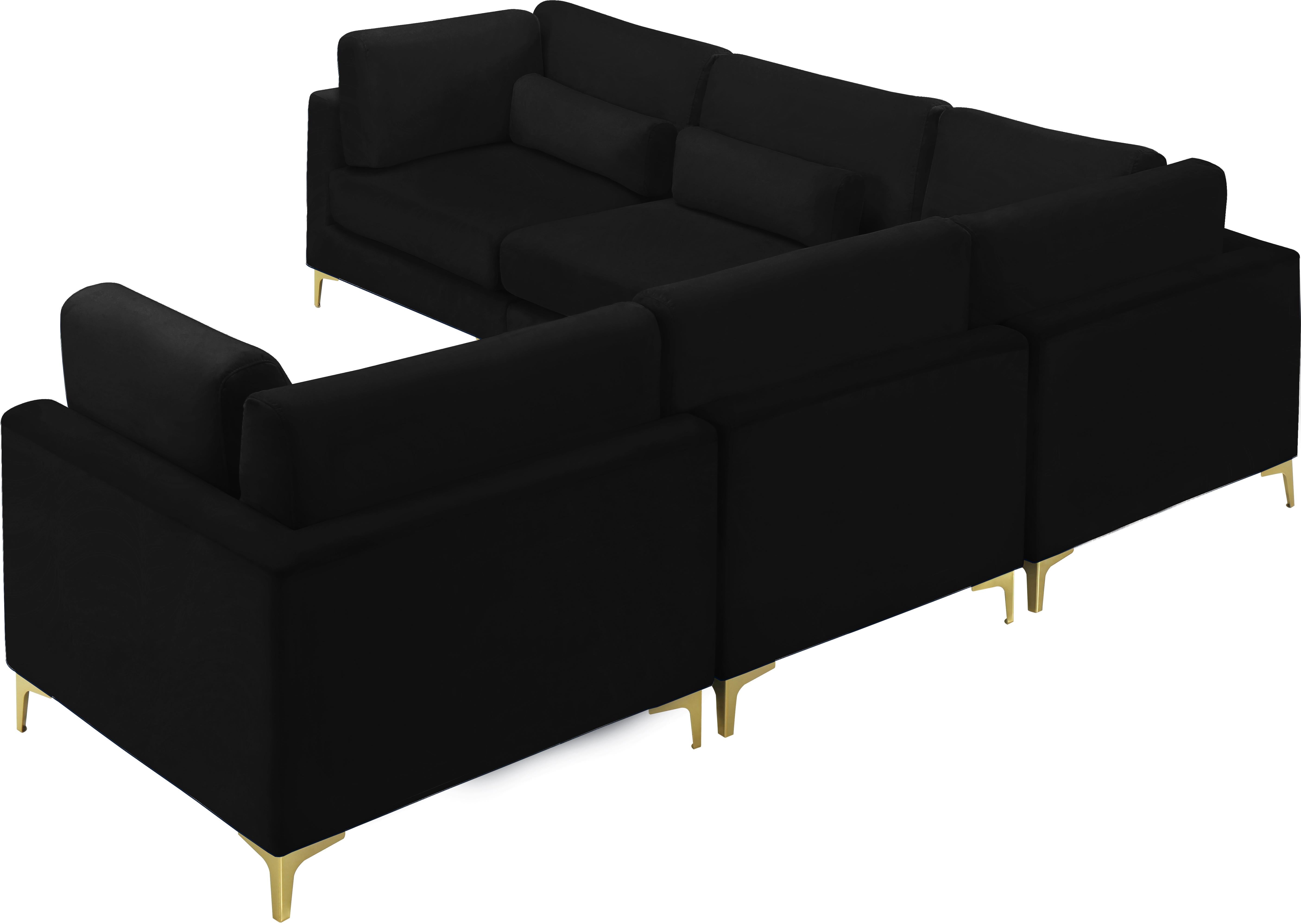 Julia Black Velvet Modular Sectional (5 Boxes) - Luxury Home Furniture (MI)