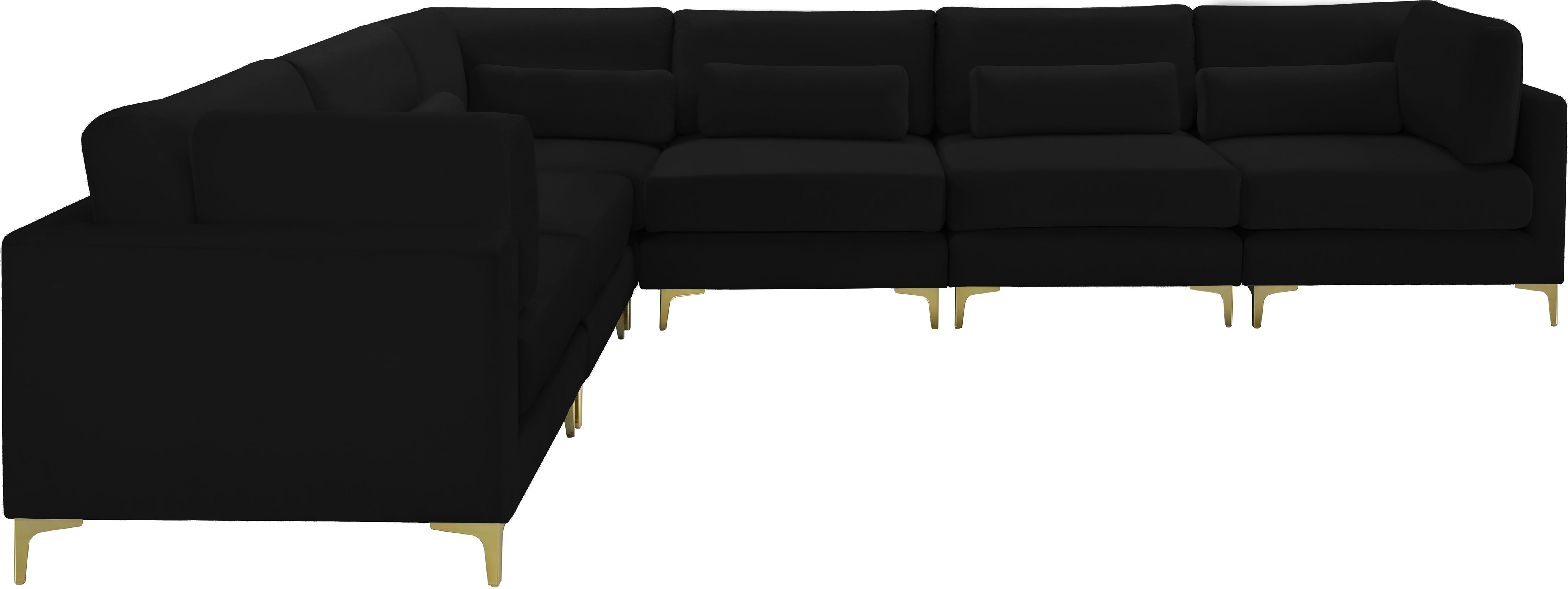 Julia Black Velvet Modular Sectional (6 Boxes) - Luxury Home Furniture (MI)