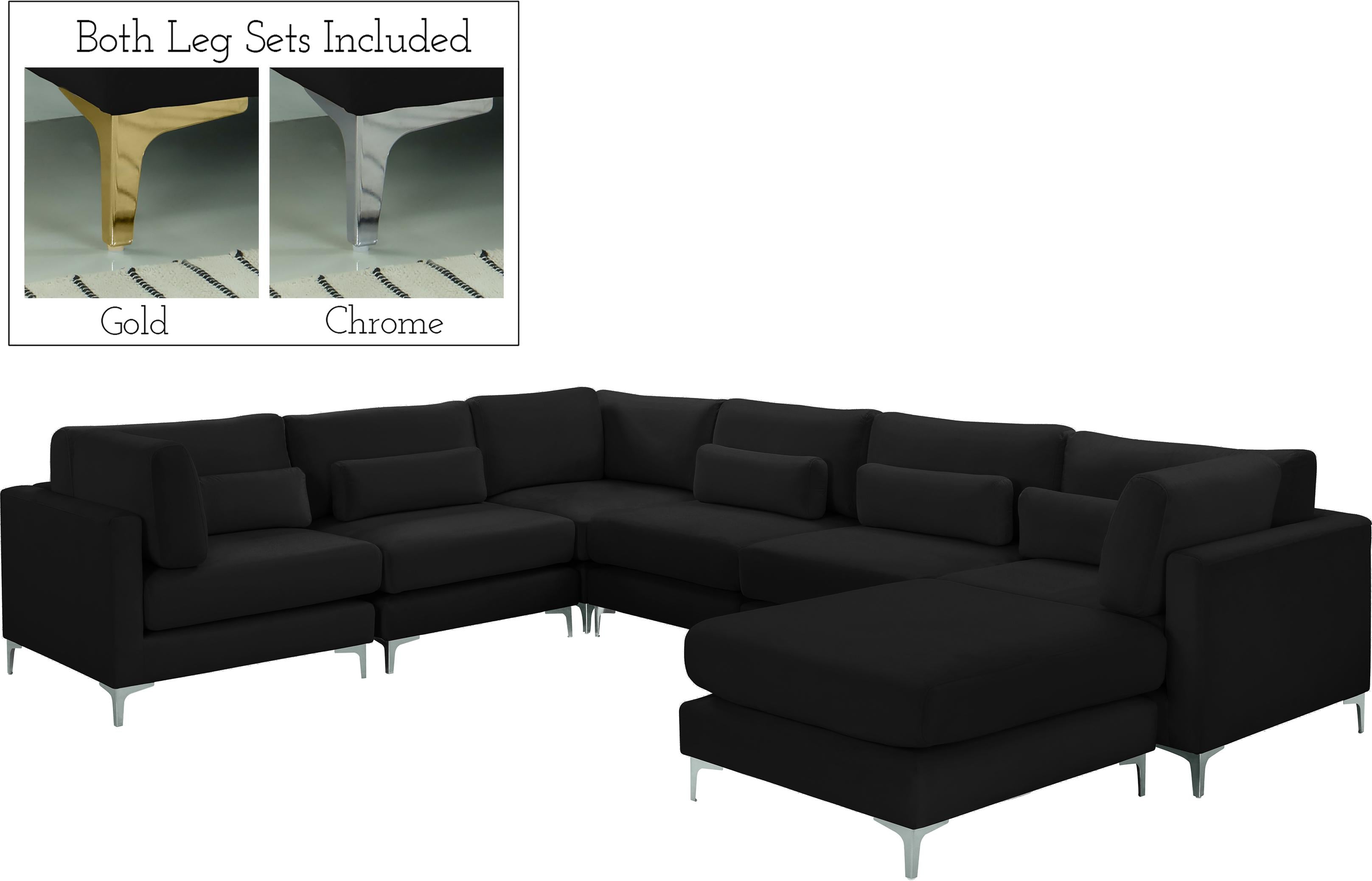 Julia Black Velvet Modular Sectional (7 Boxes) - Luxury Home Furniture (MI)