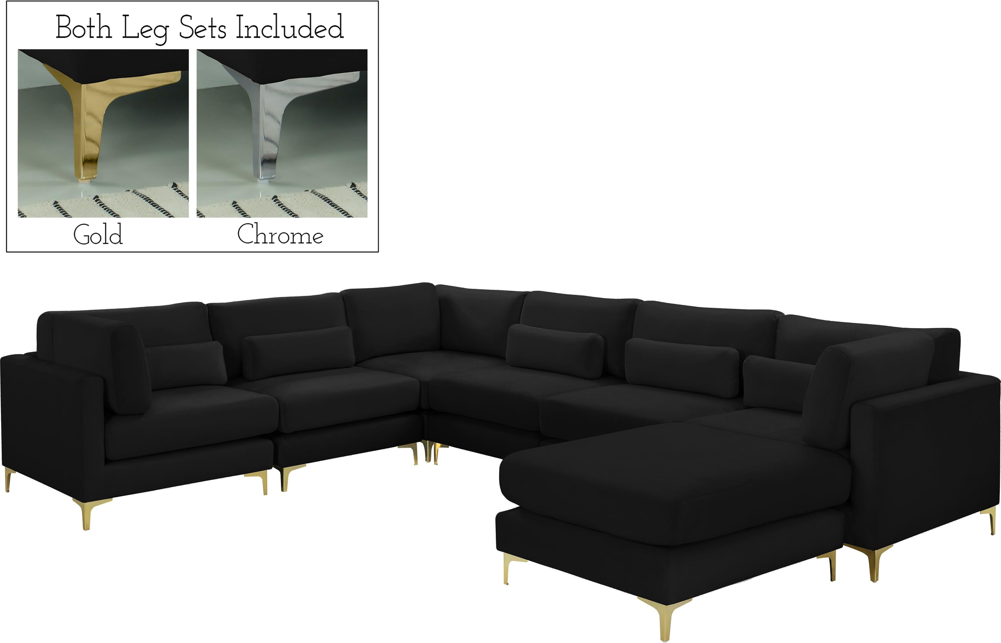 Julia Black Velvet Modular Sectional (7 Boxes) - Luxury Home Furniture (MI)