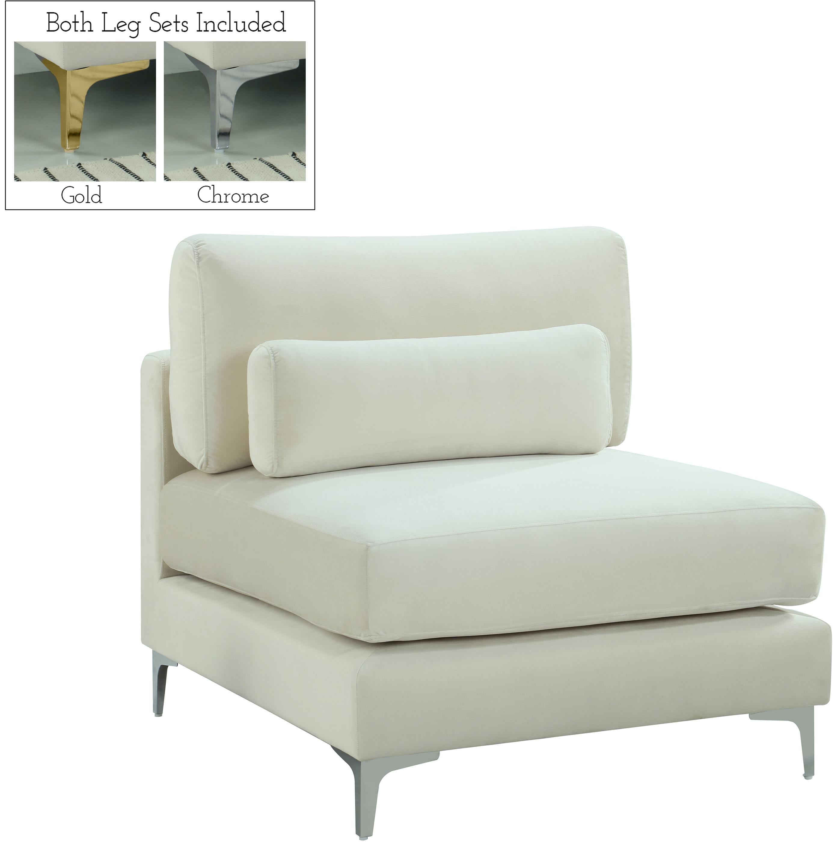 Julia Cream Velvet Modular Armless Chair - Luxury Home Furniture (MI)