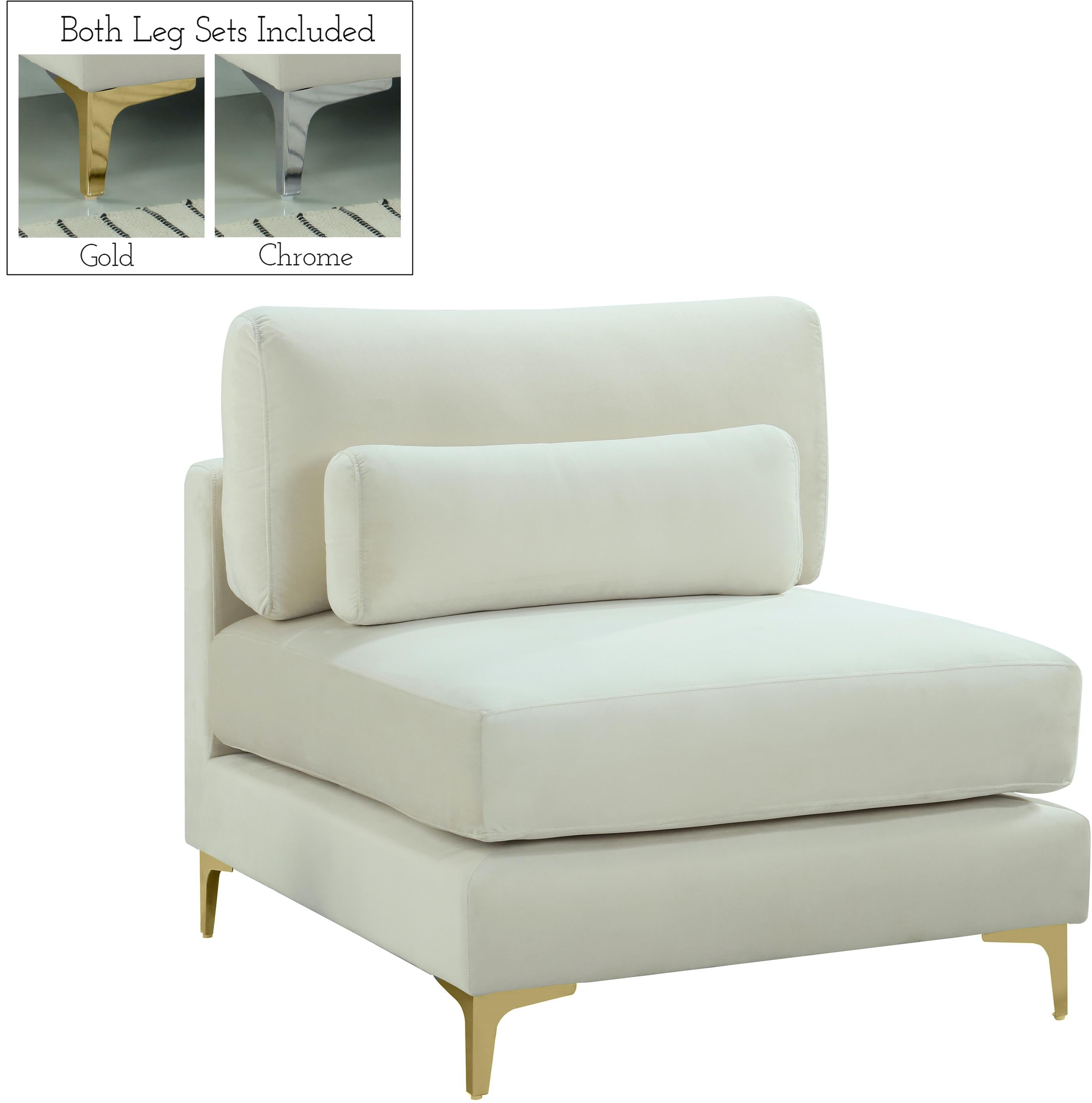 Julia Cream Velvet Modular Armless Chair - Luxury Home Furniture (MI)