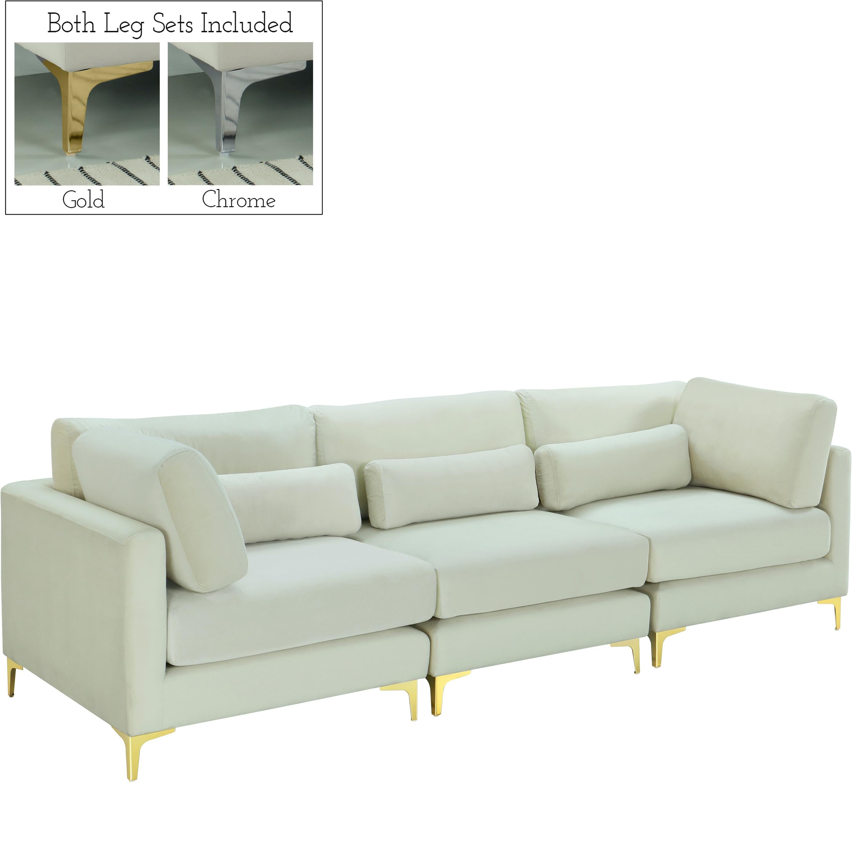 Julia Cream Velvet Modular Sofa (3 Boxes) - Luxury Home Furniture (MI)