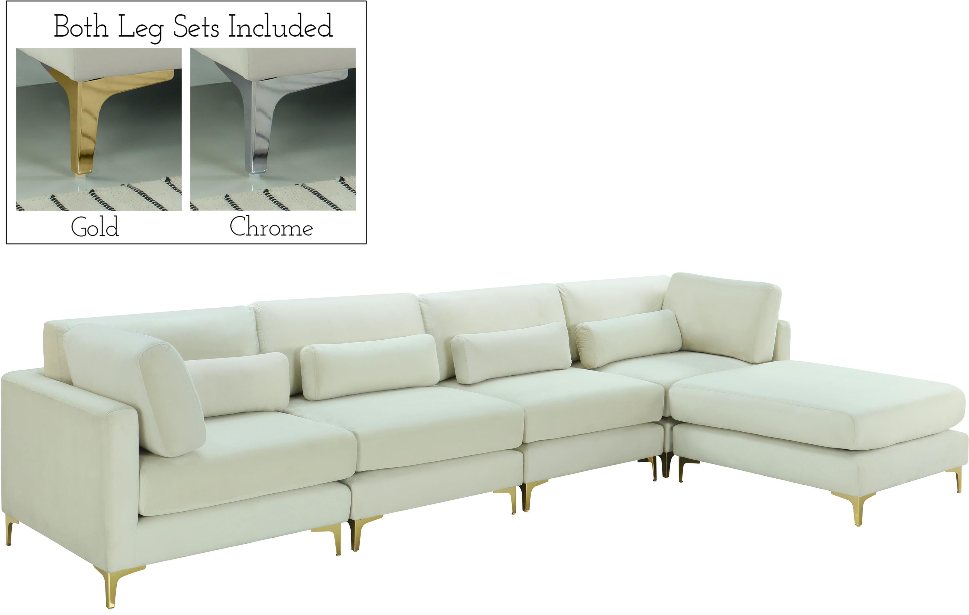 Julia Cream Velvet Modular Sectional (5 Boxes) - Luxury Home Furniture (MI)