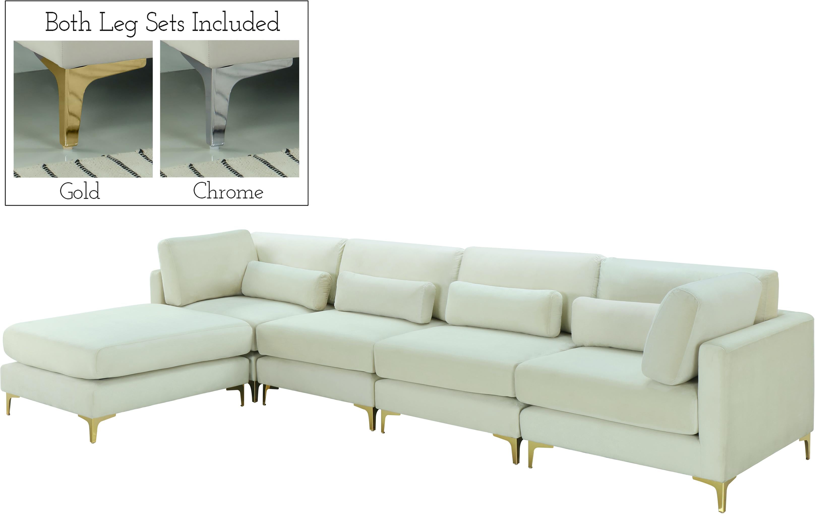 Julia Cream Velvet Modular Sectional (5 Boxes) - Luxury Home Furniture (MI)