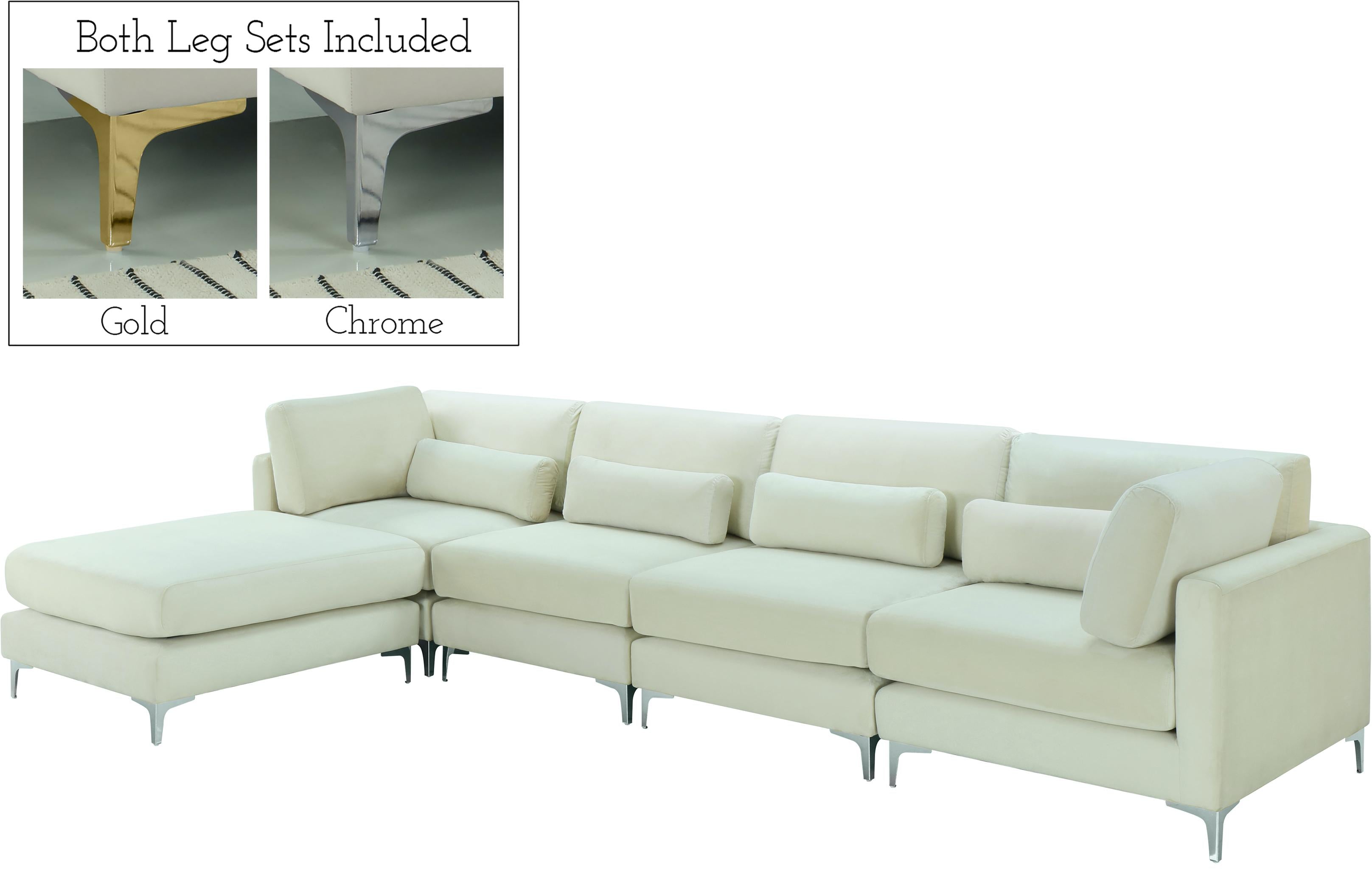 Julia Cream Velvet Modular Sectional (5 Boxes) - Luxury Home Furniture (MI)