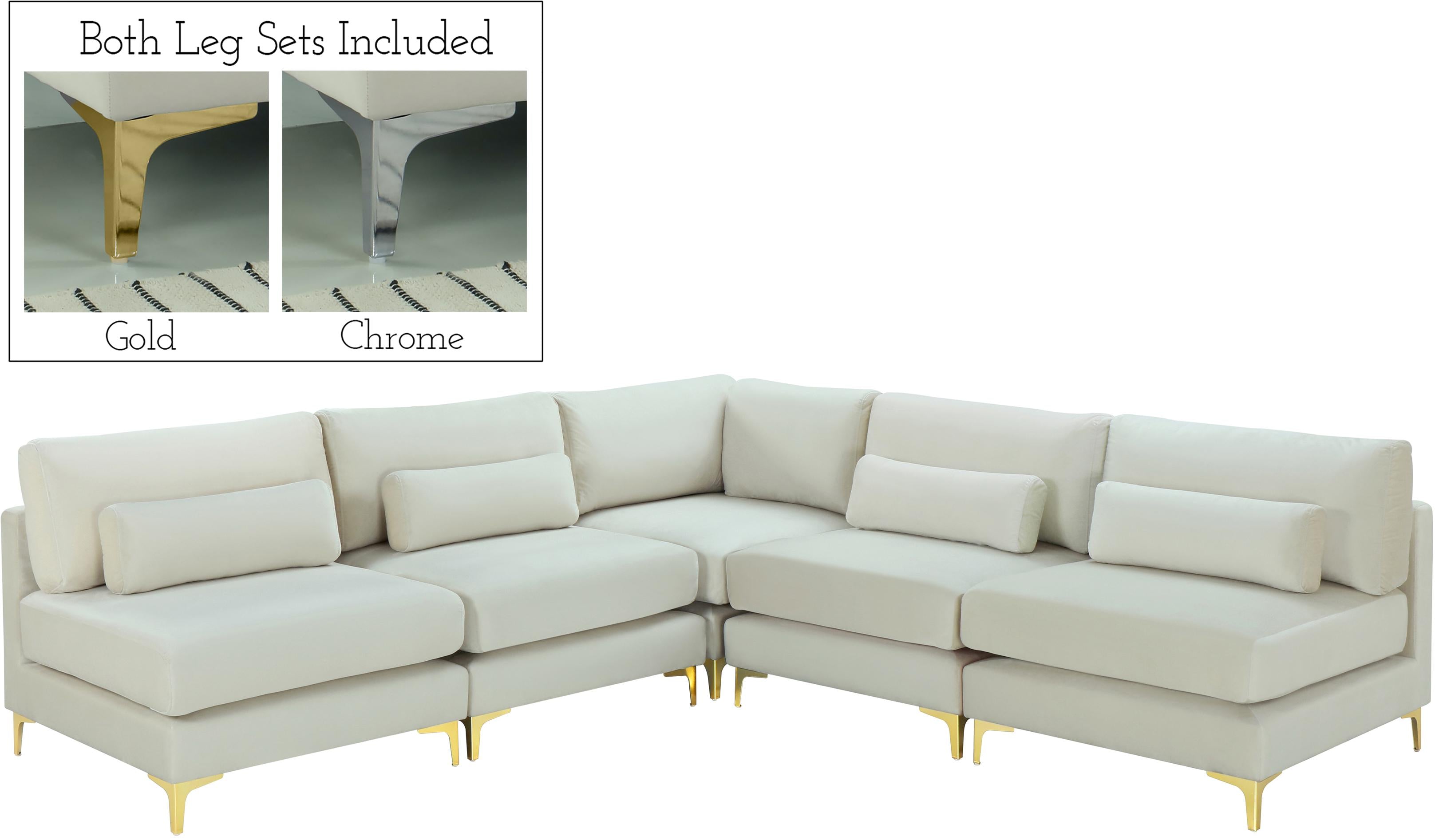 Julia Cream Velvet Modular Sectional (5 Boxes) - Luxury Home Furniture (MI)