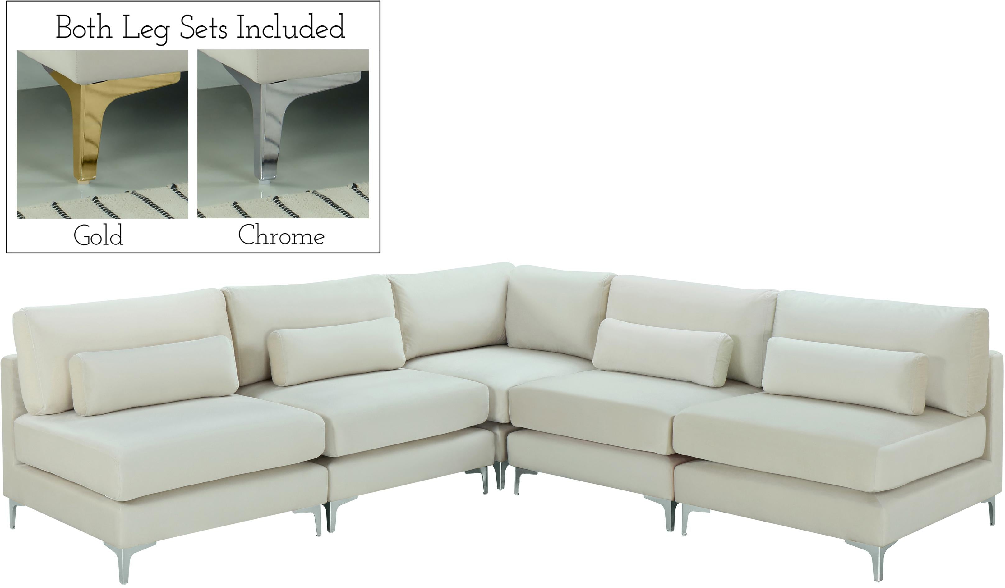 Julia Cream Velvet Modular Sectional (5 Boxes) - Luxury Home Furniture (MI)